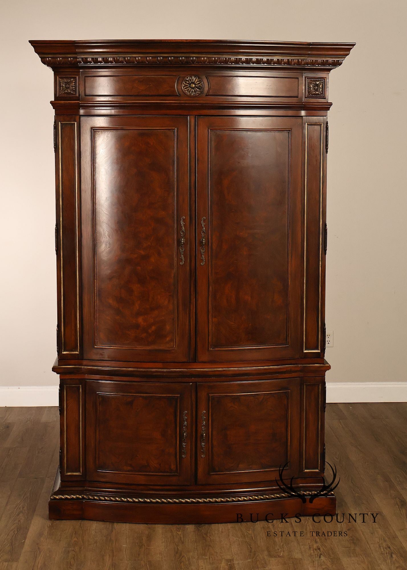 Drexel Heritage Hampshire Traditional Burl Wood Entertainment Armoire
