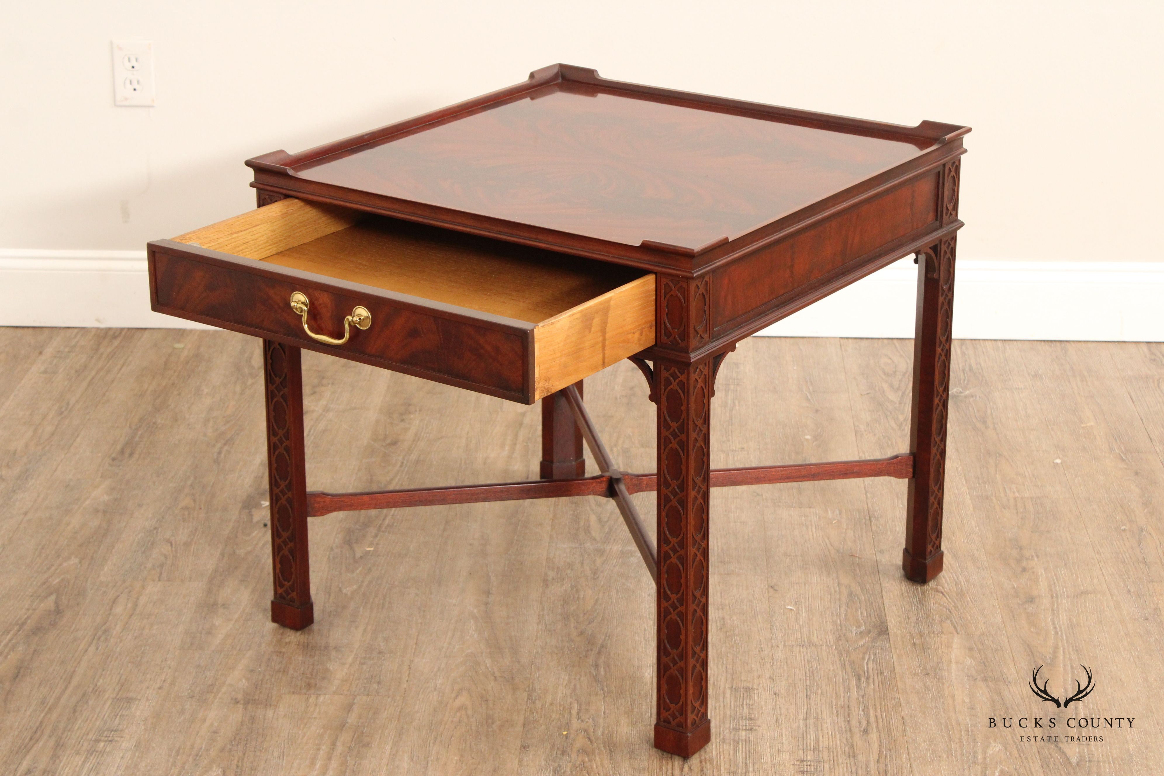 Baker Chinese Chippendale Style Mahogany Side Table