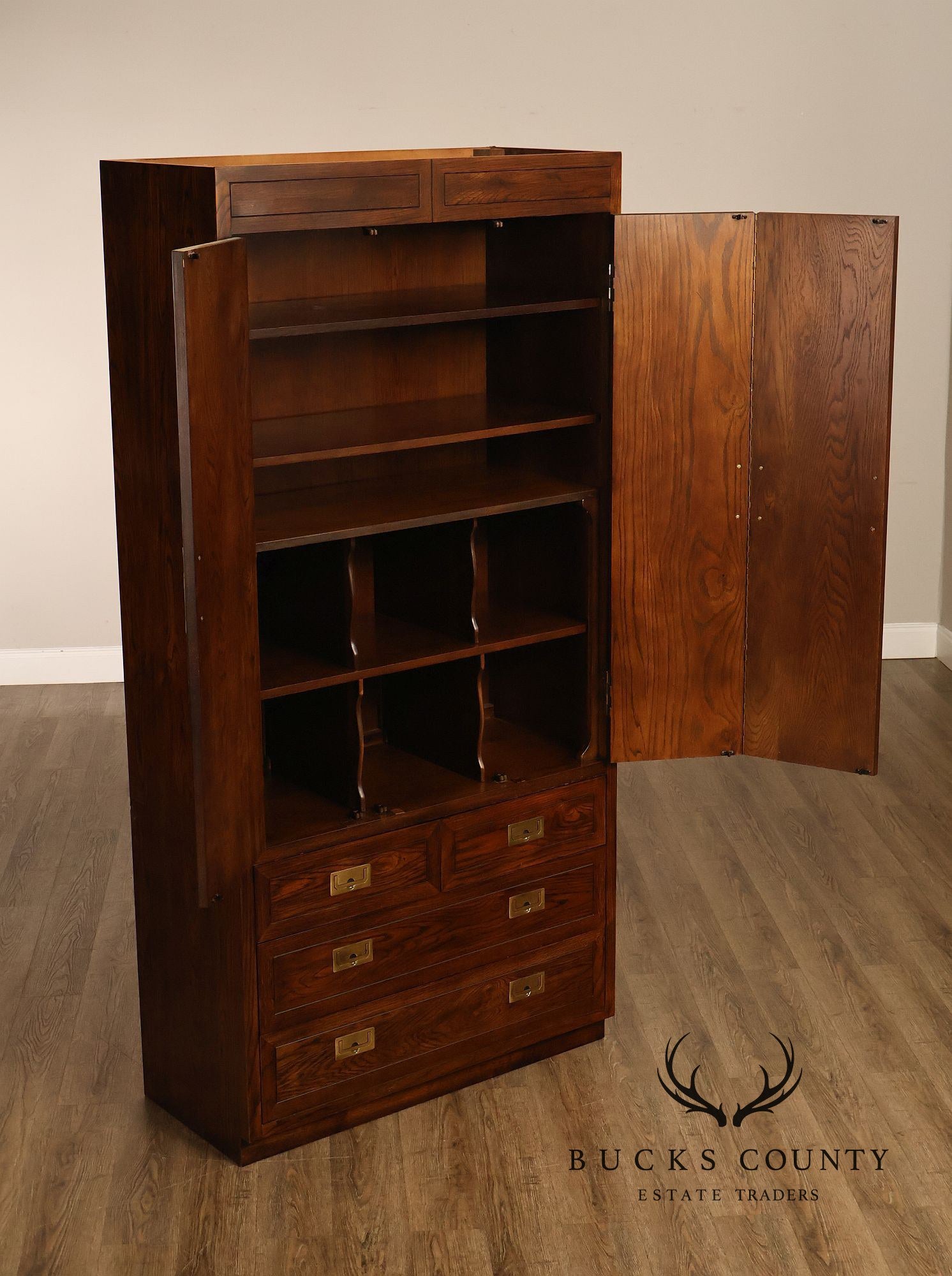 Henredon Scene One Campaign Style Bedroom Armoire Cabinet