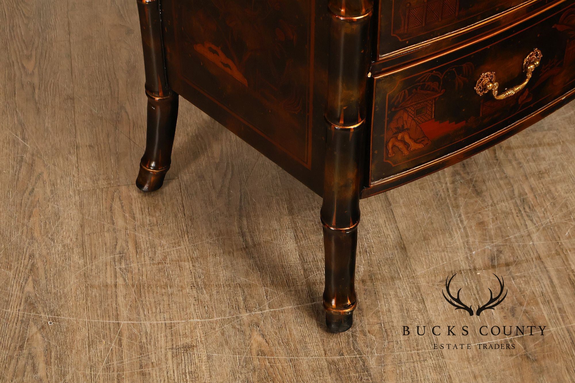 Maitland Smith Chinoiserie Bow Front Chest of Drawers