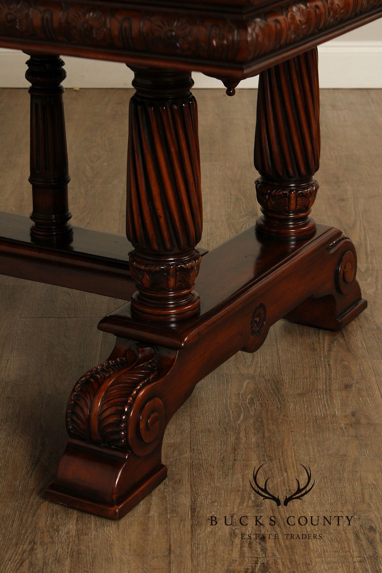 Theodore Alexander Carved Mahogany Expandable Banquet Dining Table