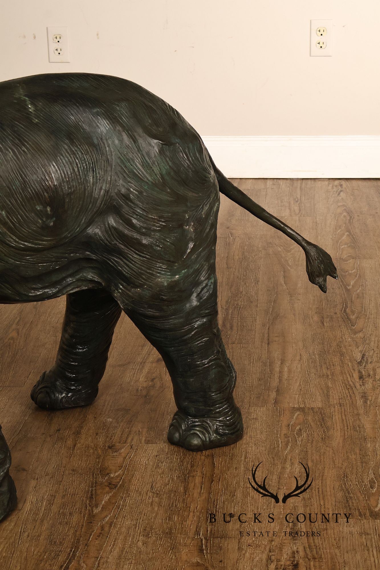 Monumental Patinated Bronze Elephant Statue