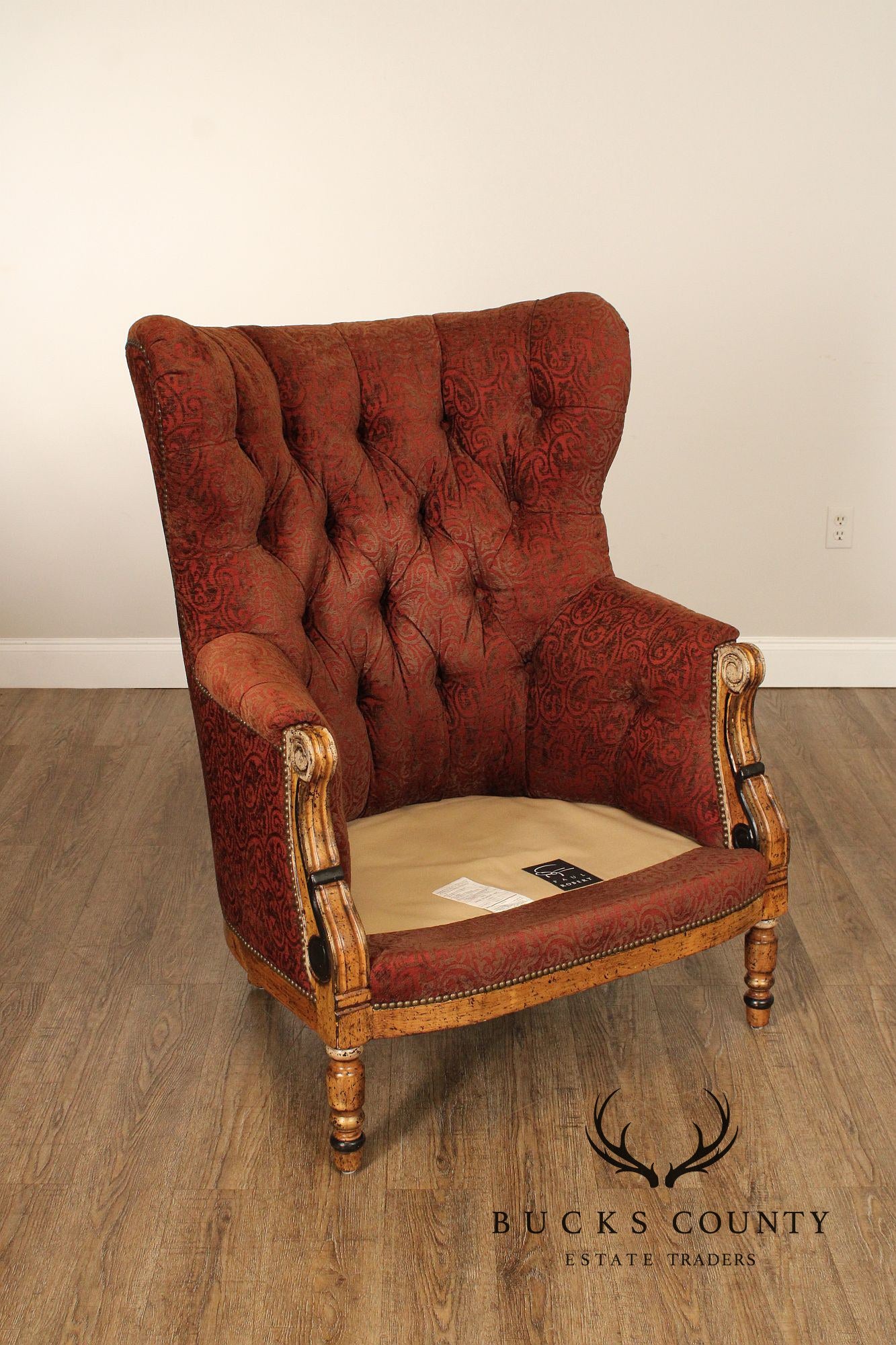 Paul Robert Pair of Tufted Wing Chairs