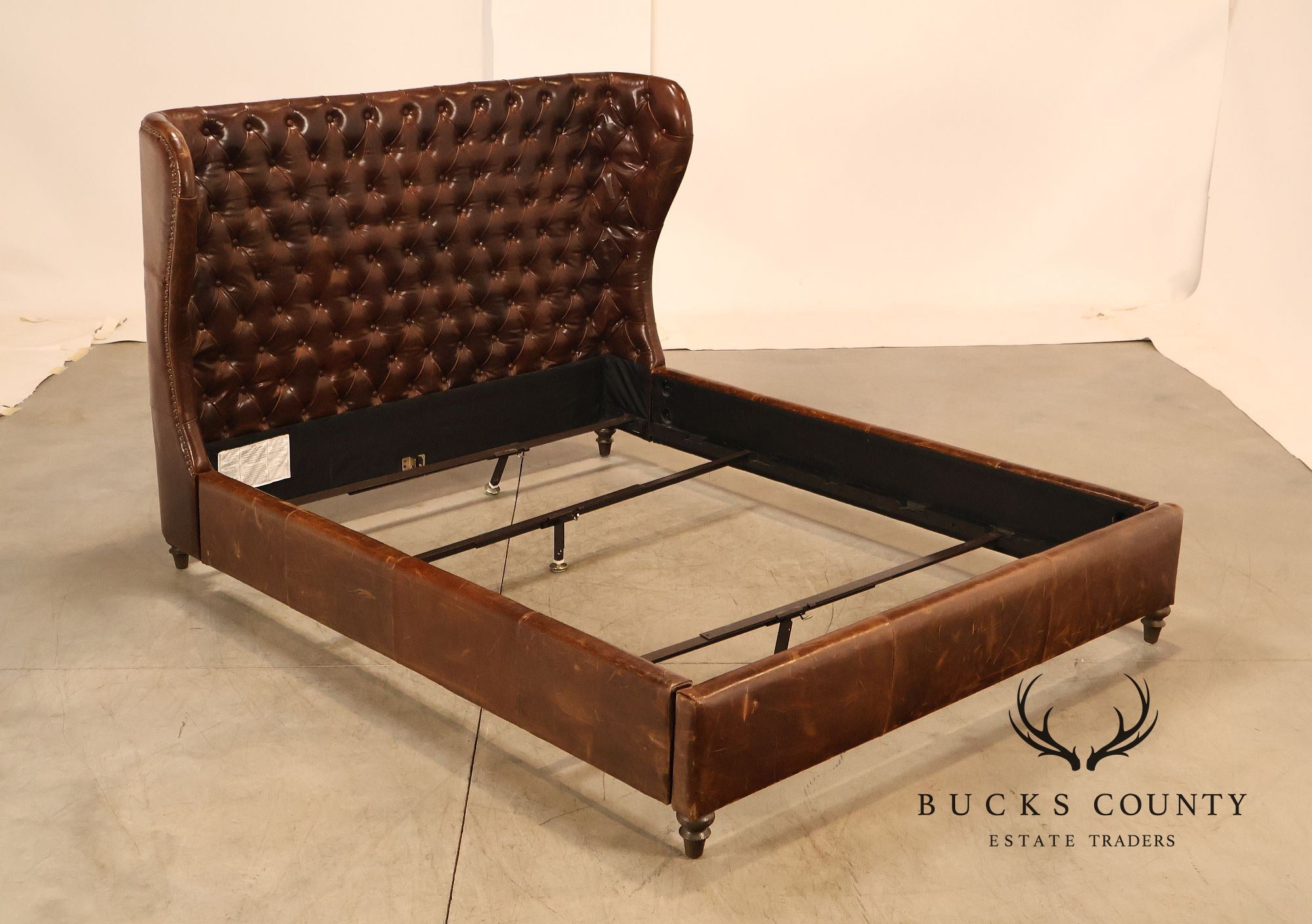 Restoration Hardware 'Churchill' Tufted Leather Queen Bed