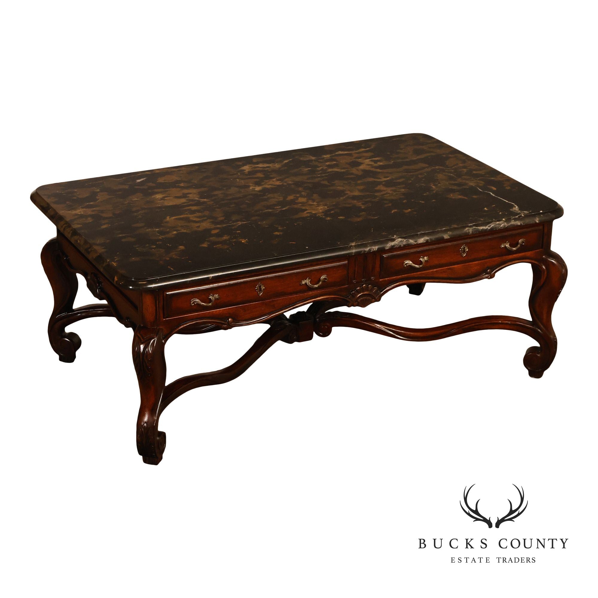 Henredon Carlyle Collection Louis XV Style Marble Top Cocktail Table