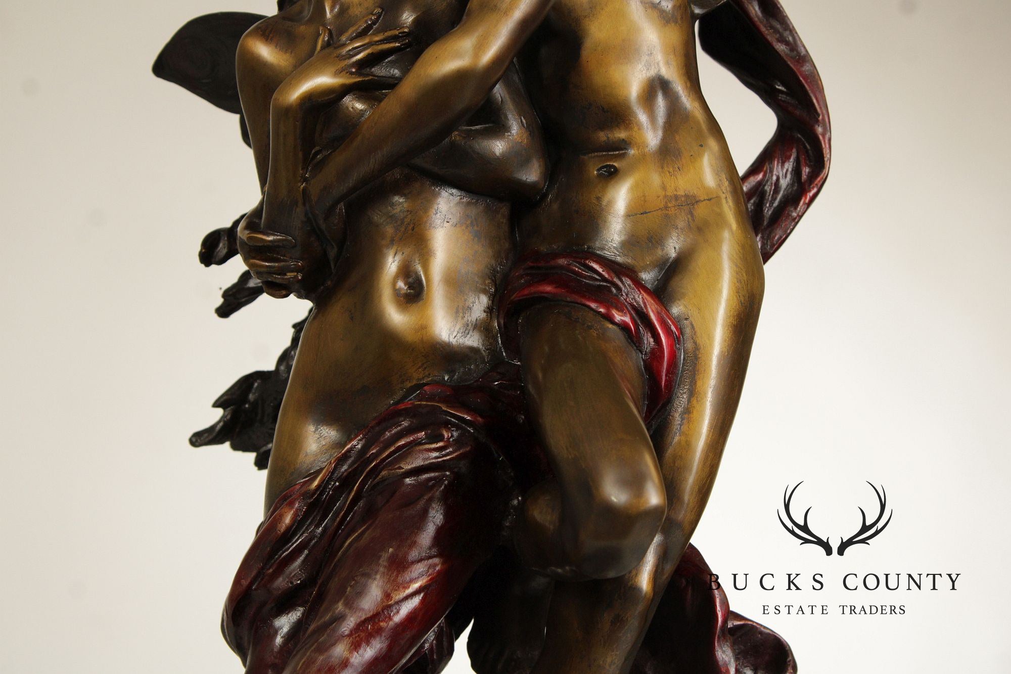 Henri Godet Bronze Statue, 'Cupid & Psyche'