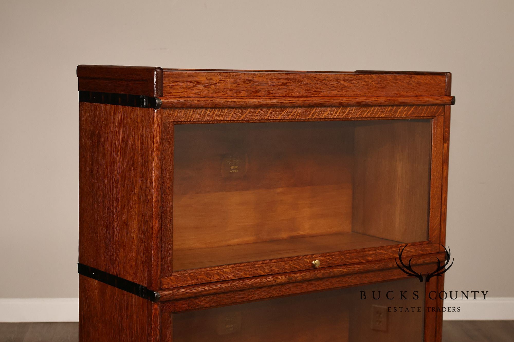 Macey Antique Oak Three Stack Barrister Bookcase