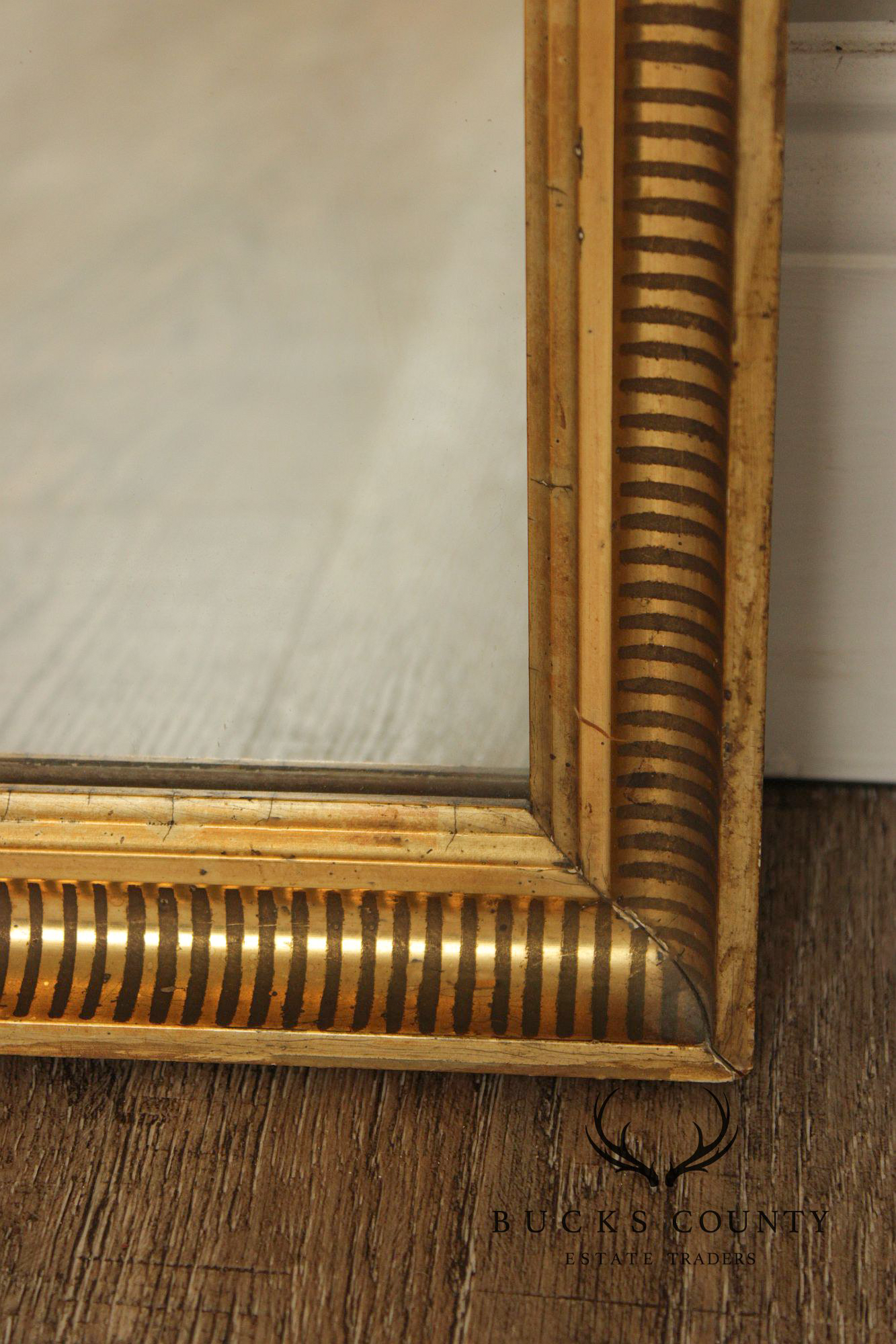 Vintage Giltwood Rectangular Wall Or Over Mantle Mirror