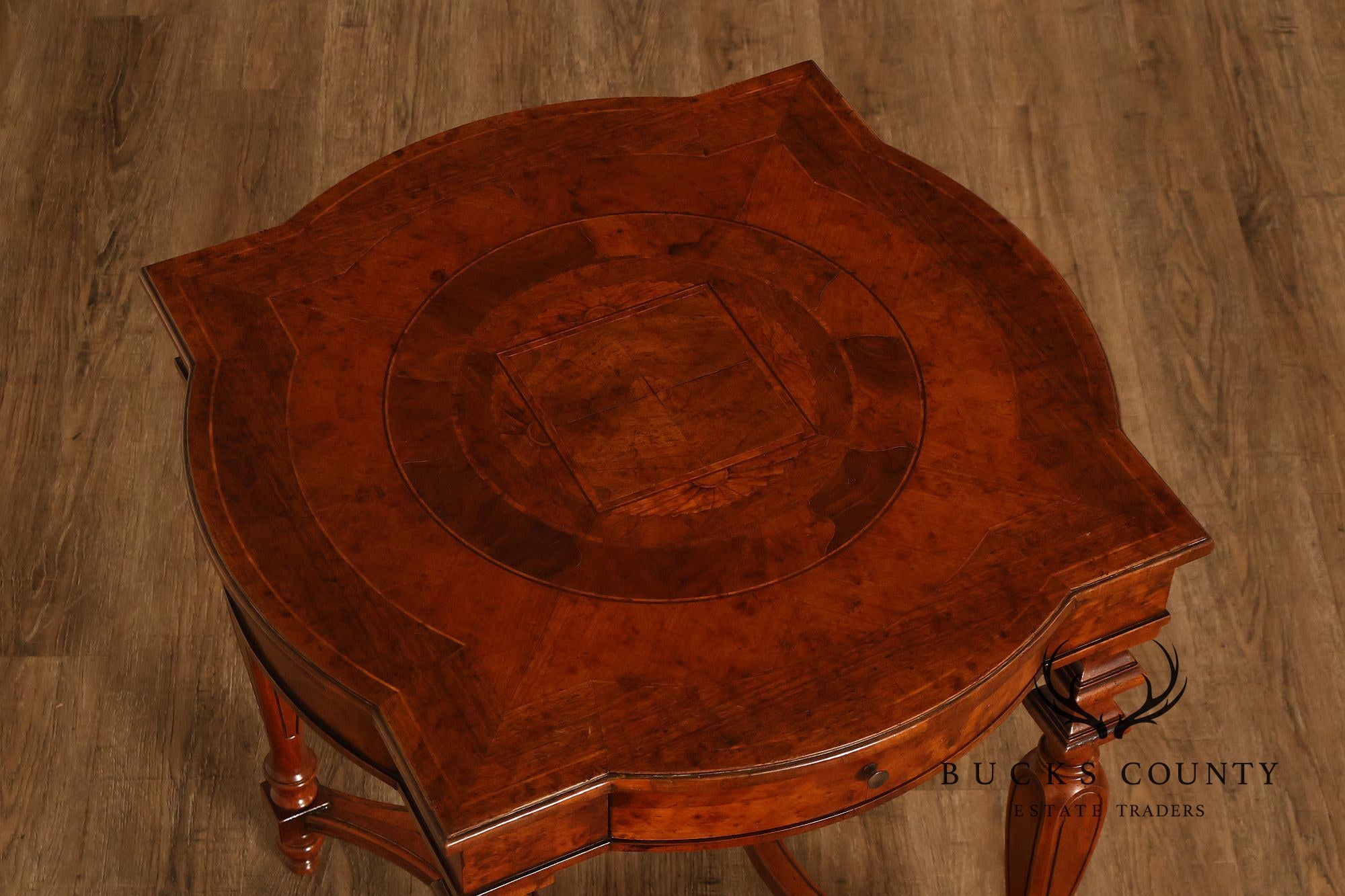 Koypthe Continental Style Walnut And Burl Walnut Inlaid Accent Table