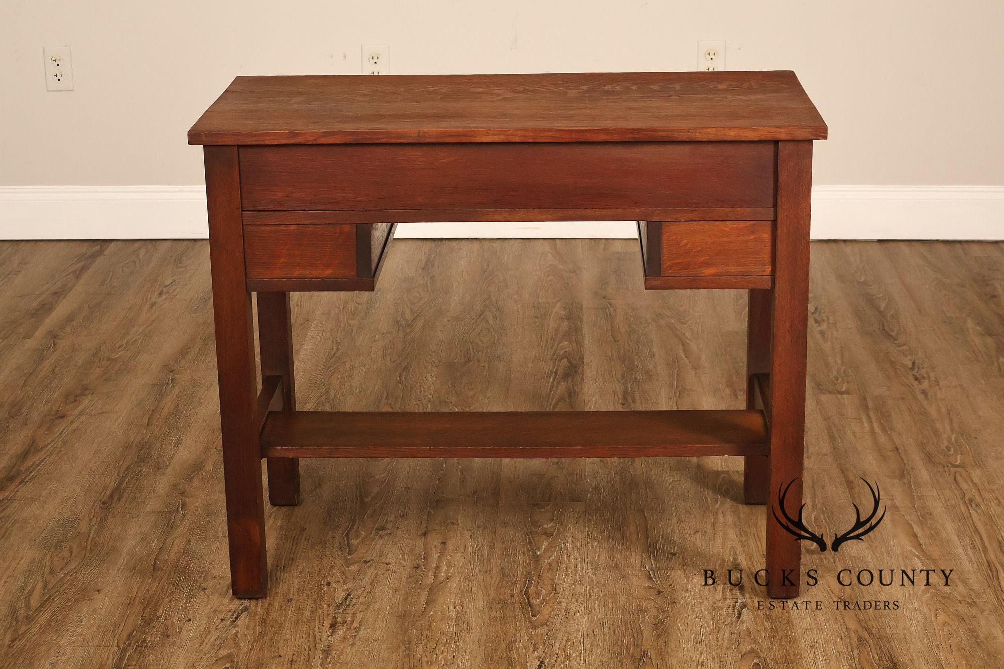 Antique Arts And Crafts Mission Oak Four Drawer Writing Desk