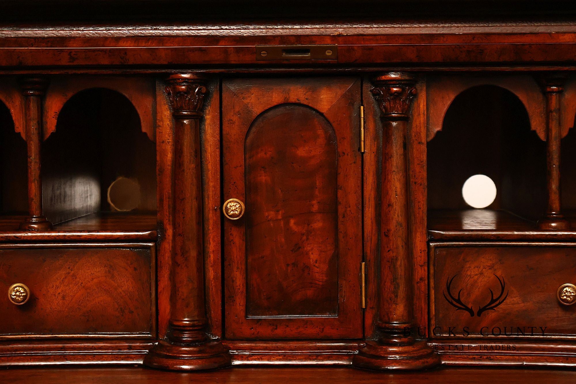 Maitland Smith Georgian Style Mahogany Secretary Bookcase