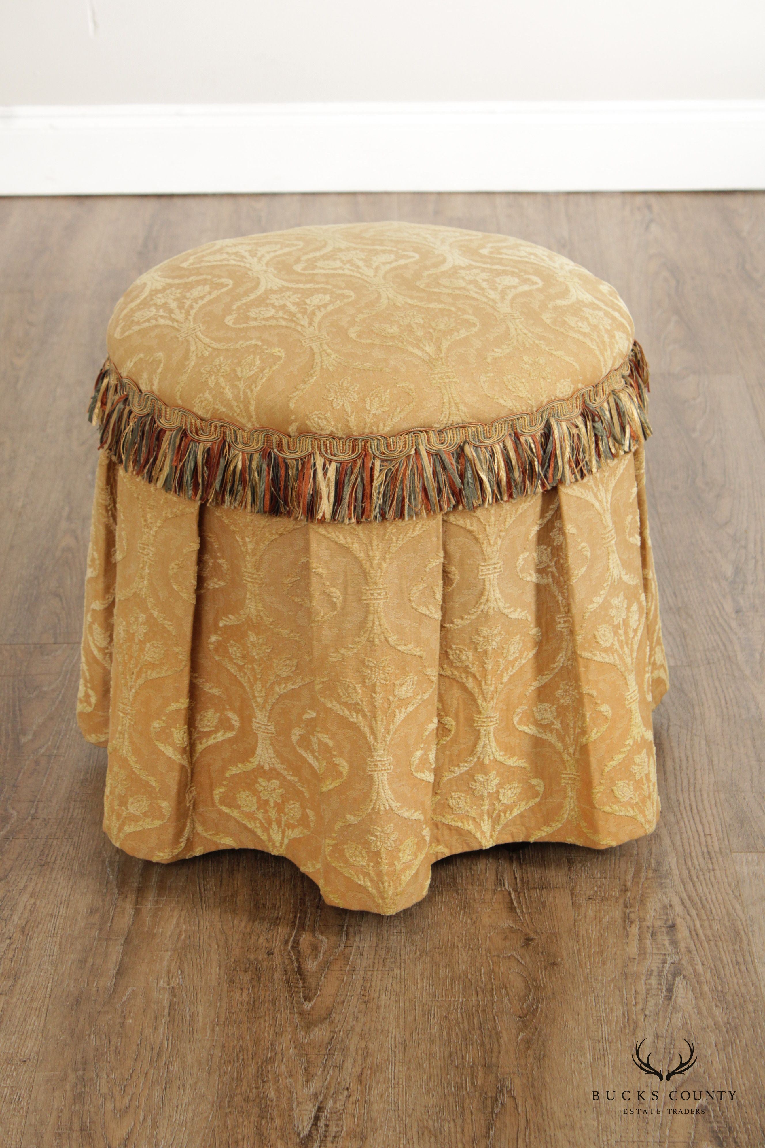 Traditional Custom Upholstered Round Vanity Stool