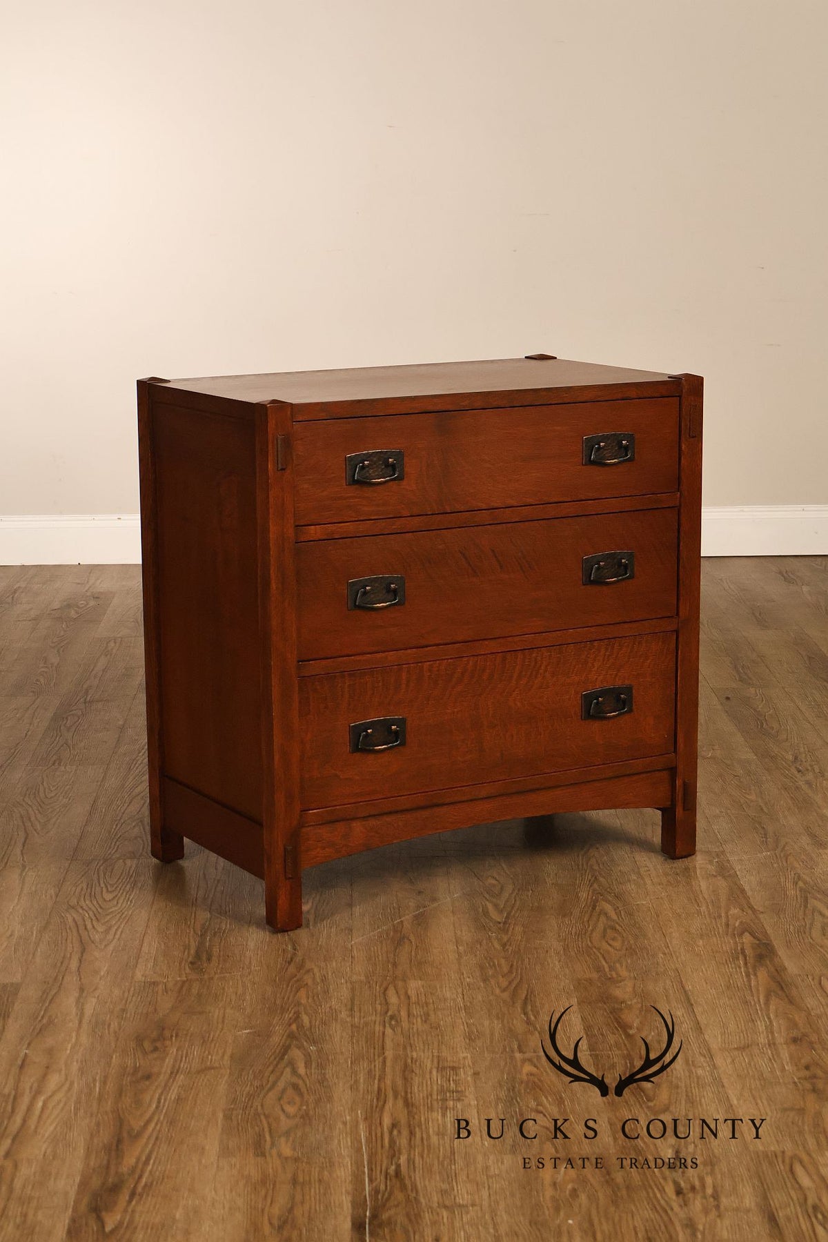 Stickley Mission Collection Pair Of Oak Three-Drawer Chests