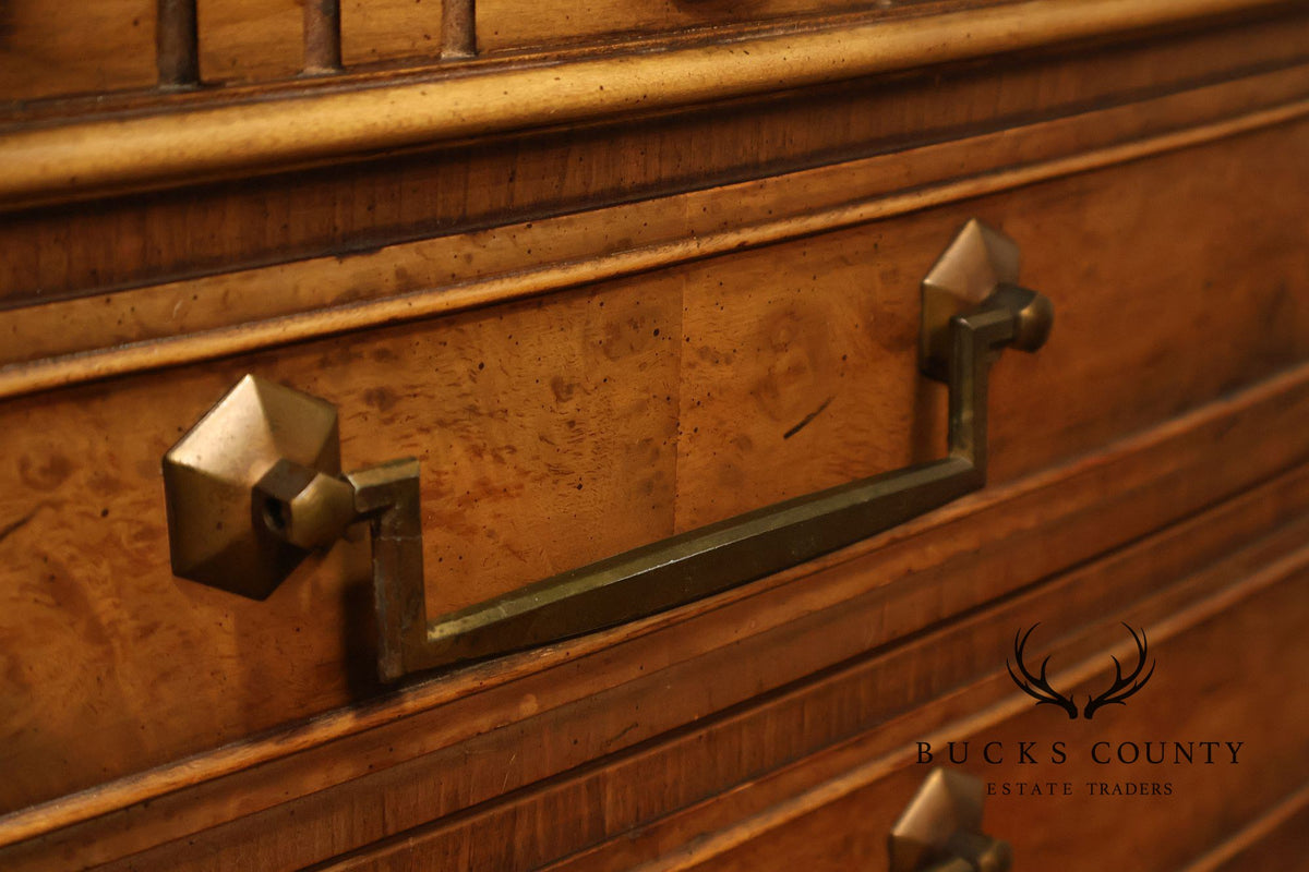 Pair Of Neoclassical Style Marble Top Three Drawer Nightstands