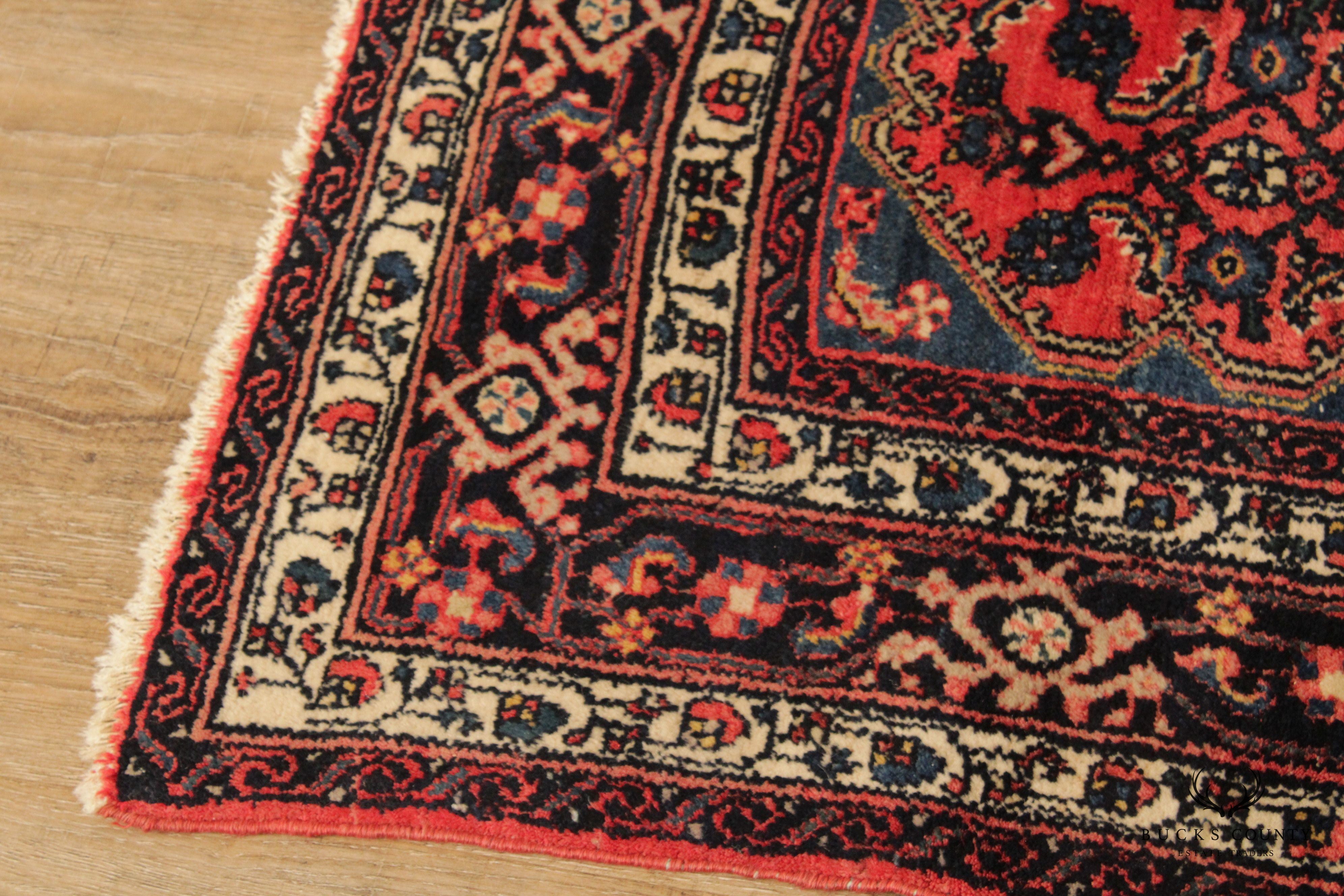 Persian Baluchi Tribal Wool Area Rug With Red Field, 6' x 4'