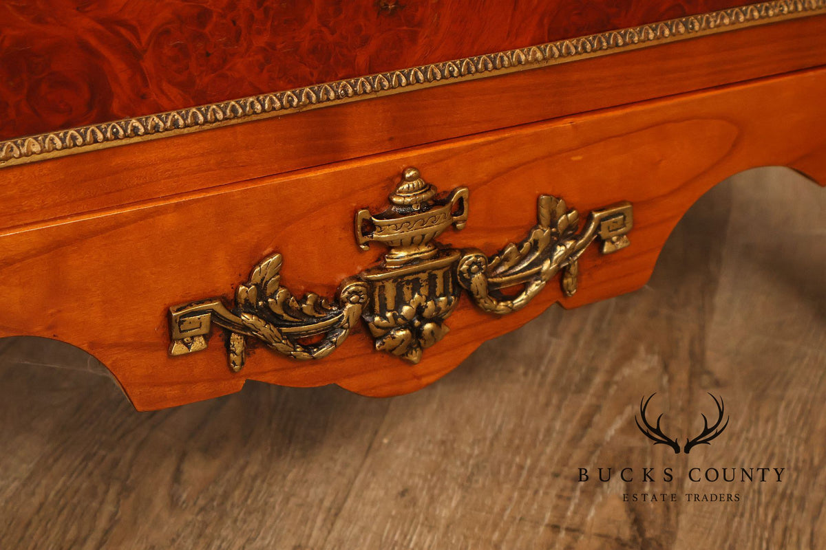 Louis XVI Style Marble Top Marquetry And Bronze Mounted Cabinet