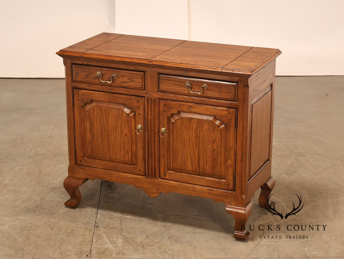 Ethan Allen Rustic Style Oak Flip Top Server