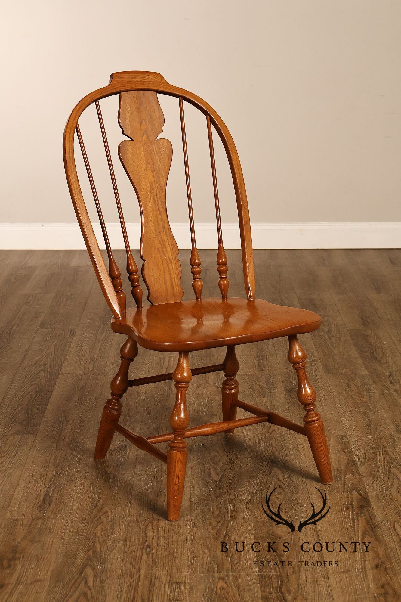 Virginia House Set of Four Oak Windsor Dining Chairs