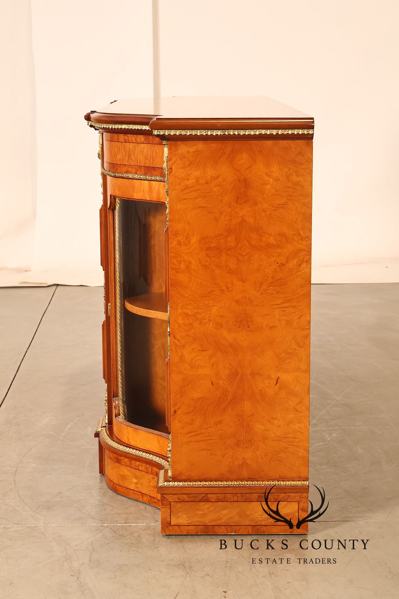 Italian Neoclassical Style Burl Wood Sideboard Credenza