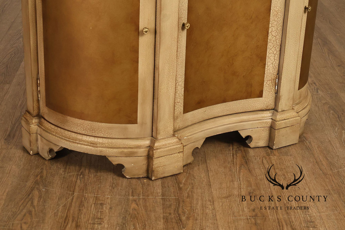 Painted Demilune Three Door Sideboard Cabinet