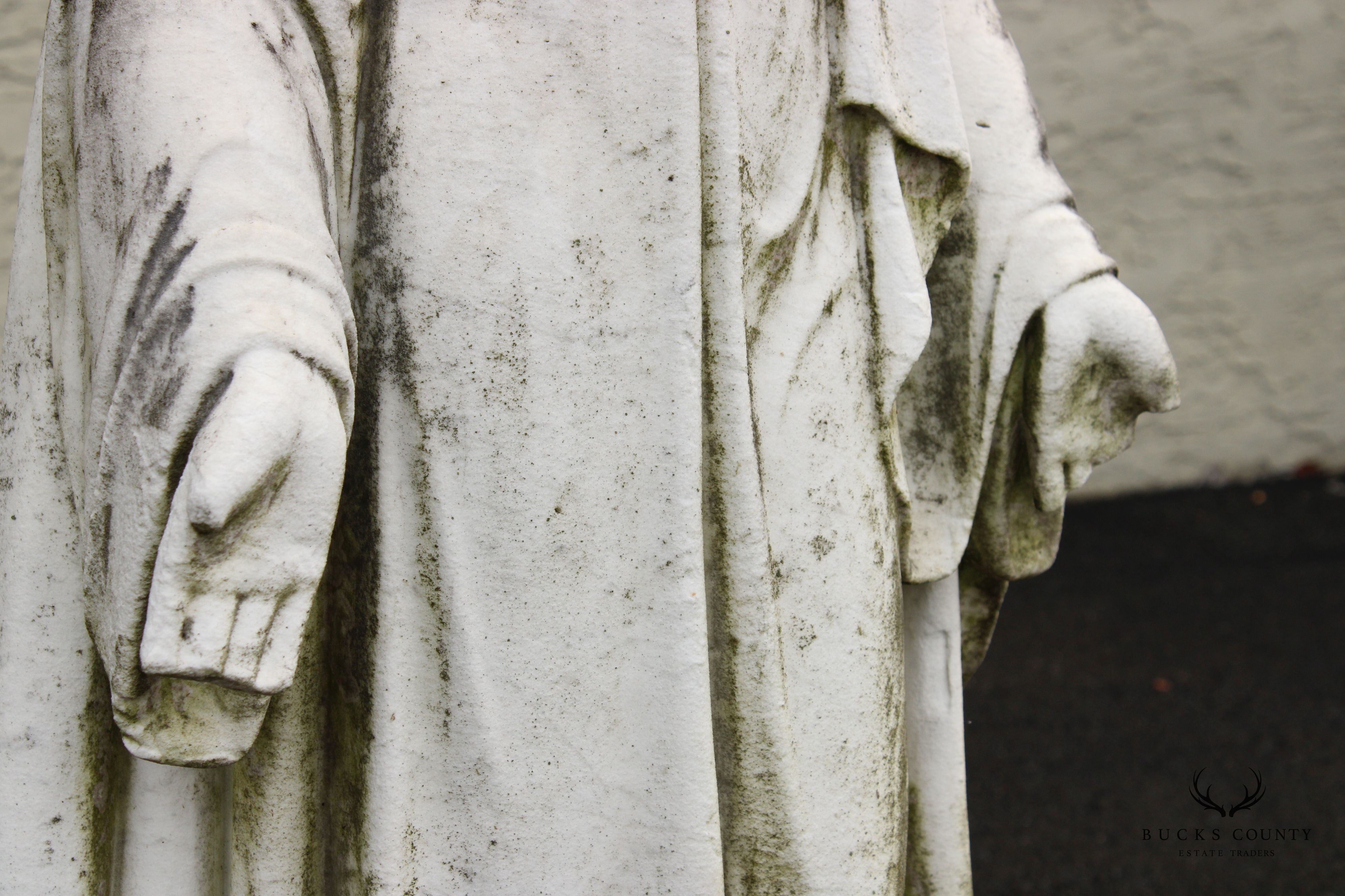 Antique Carved Marble Outdoor Garden Statue Of Jesus