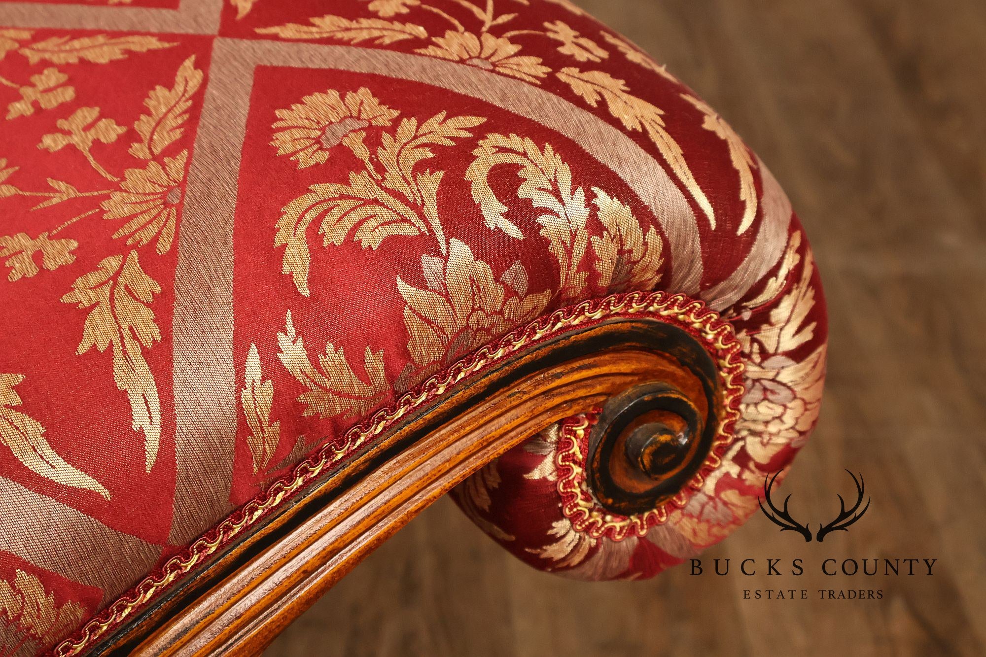 Neoclassical Style Carved Upholstered Recamier Bench