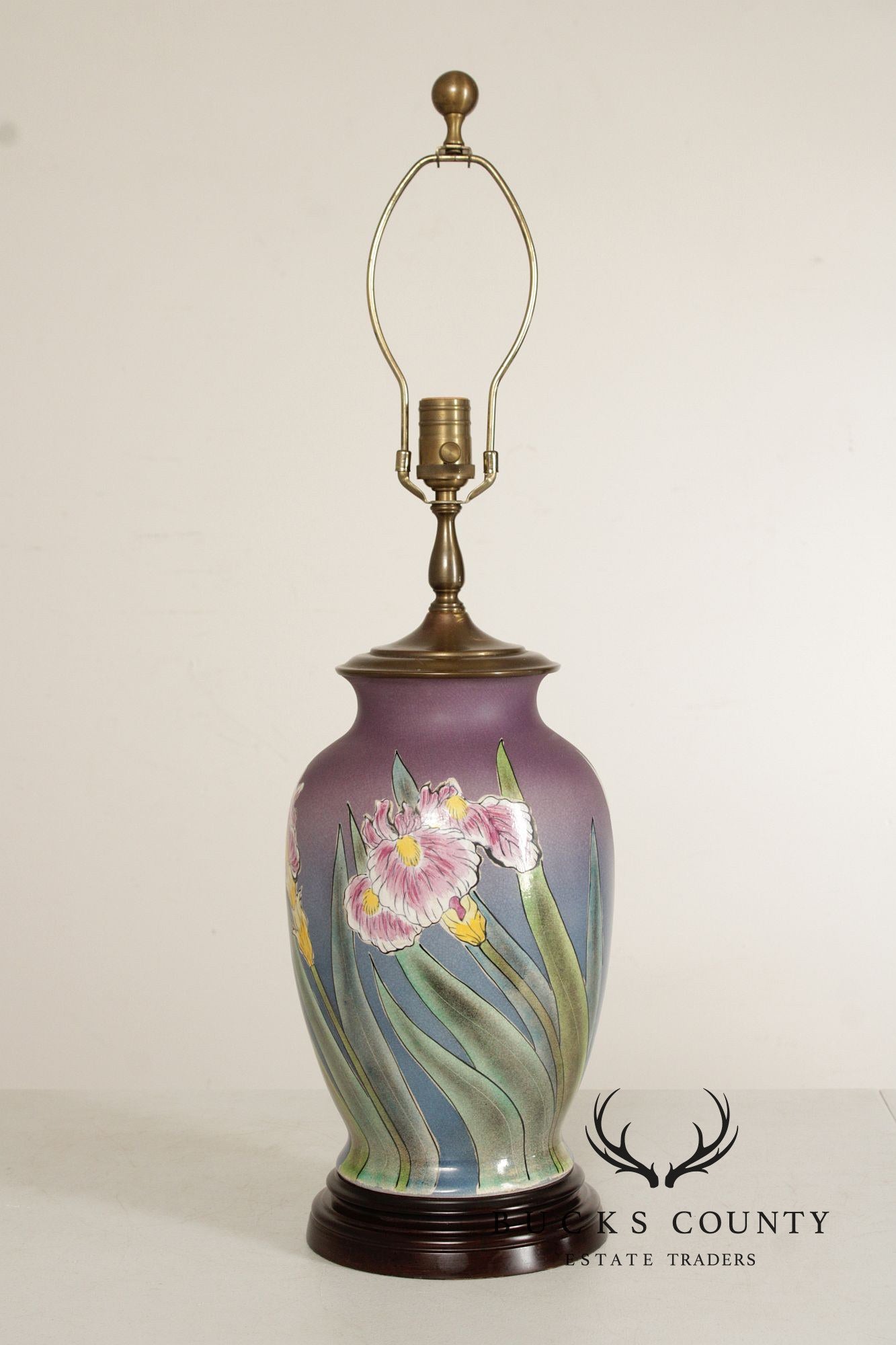 Wildwood Pair of Floral Enameled Porcelain Table Lamps