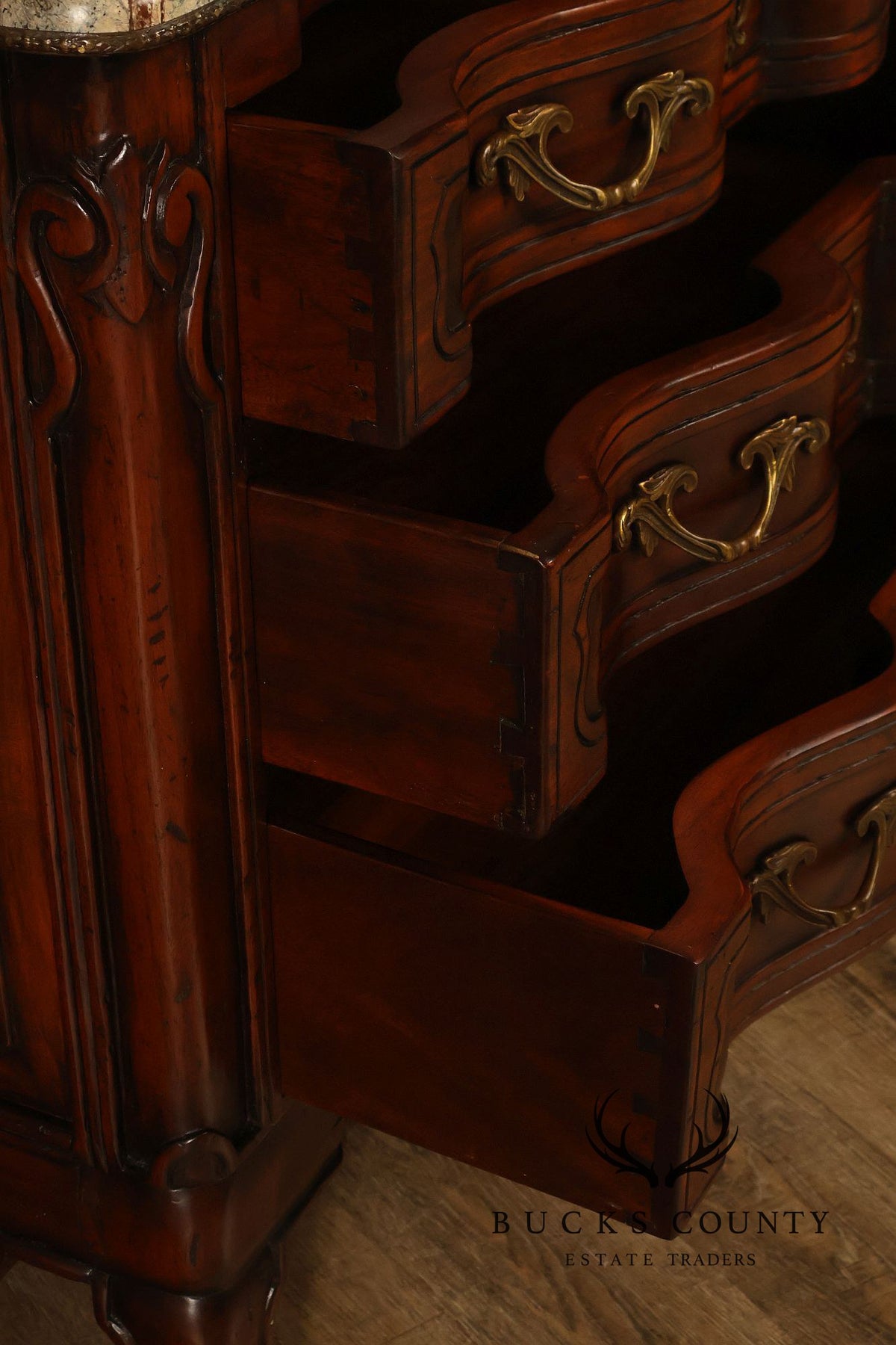 French Provincial Style Marble Top Chest of Drawers