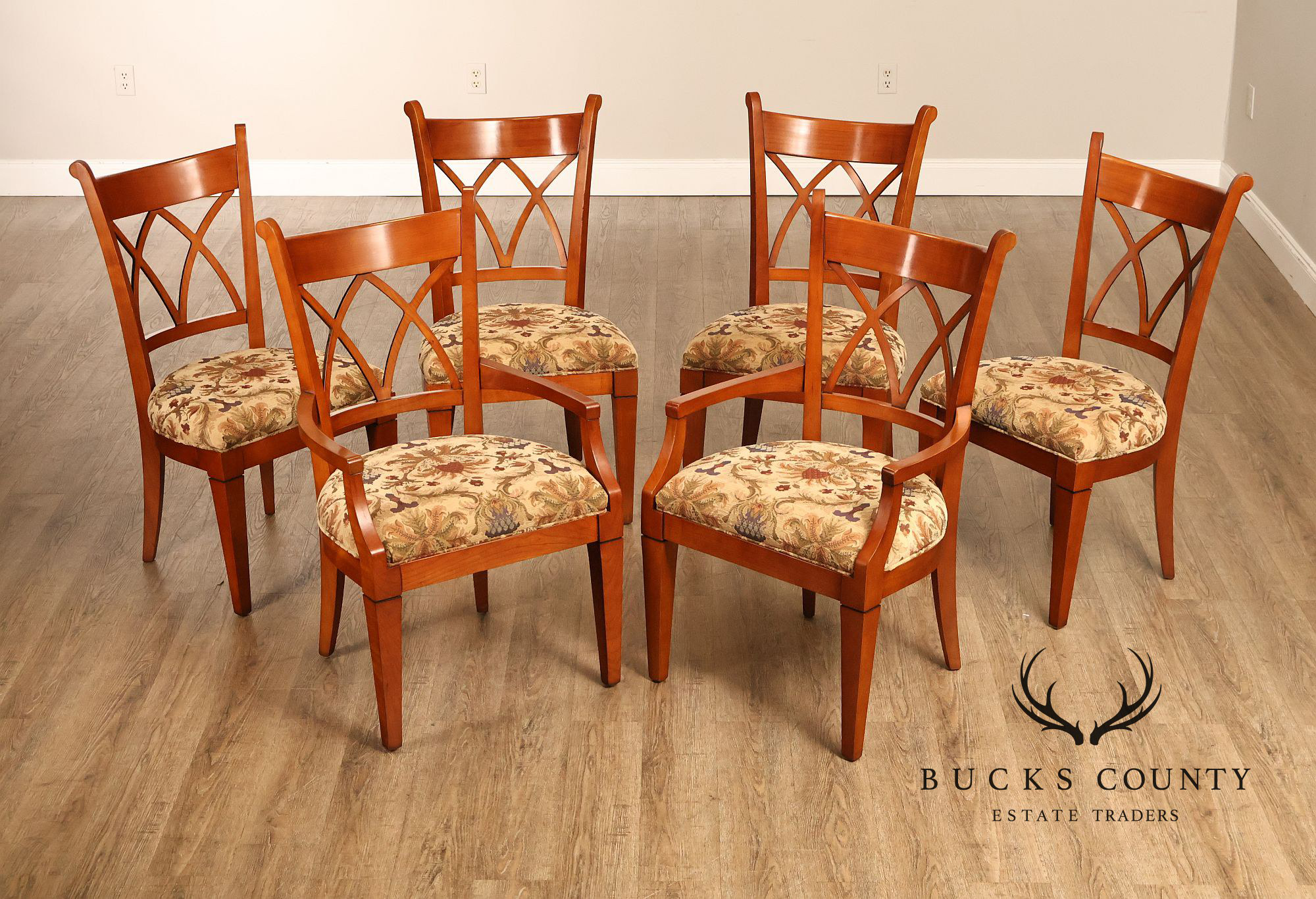 Harden Furniture Set Of Six Cherry Dining Chairs-European Interpretations Line