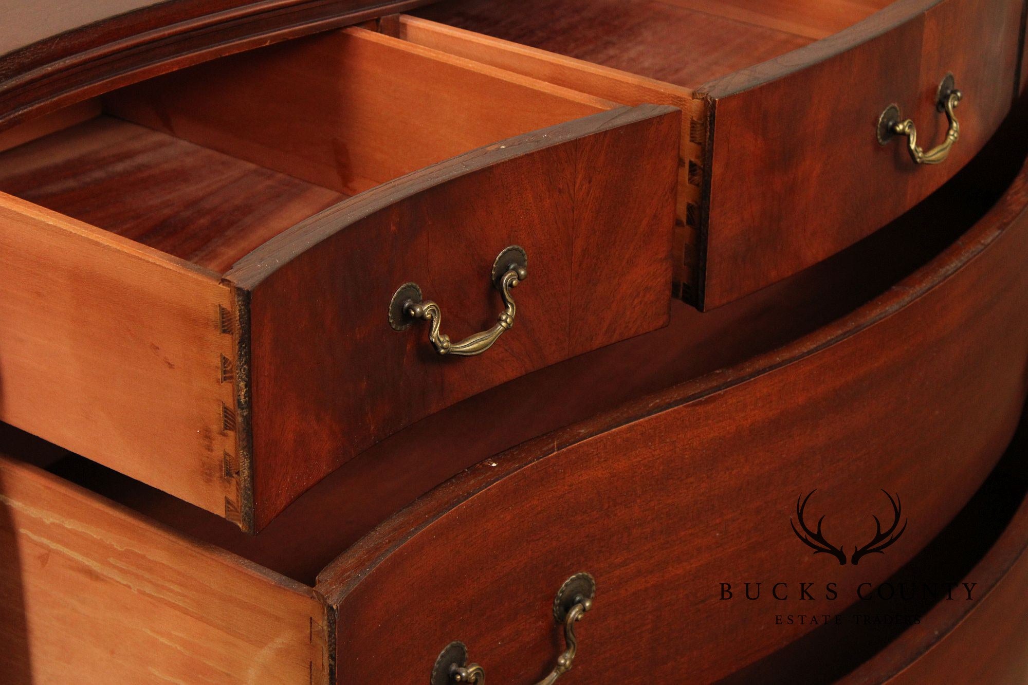 1940's Vintage Mahogany Serpentine Chest of Drawers