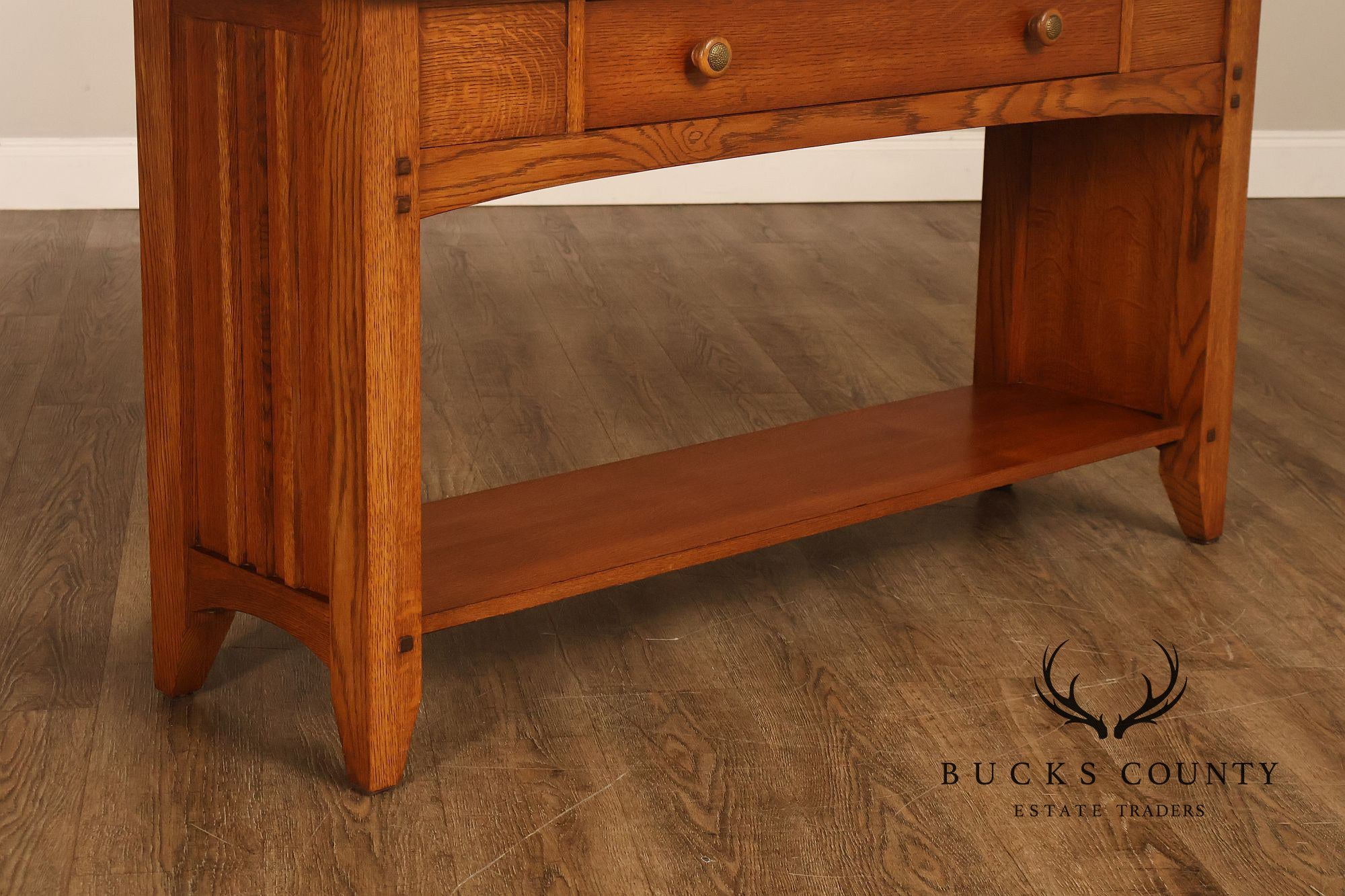 Thomasville Impressions Mission Style Oak Sofa Console Table