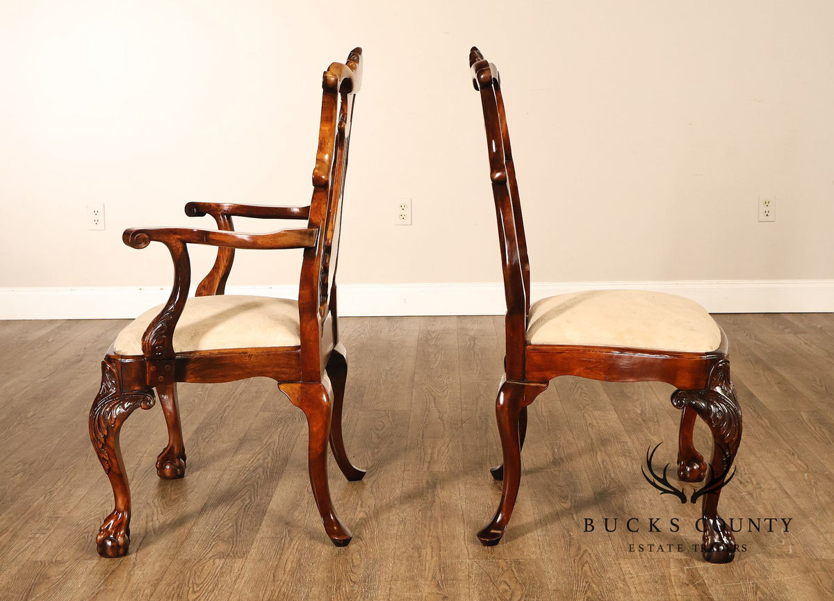 Chippendale Style Set Of 8 Mahogany Carved Claw Foot Dining Chairs