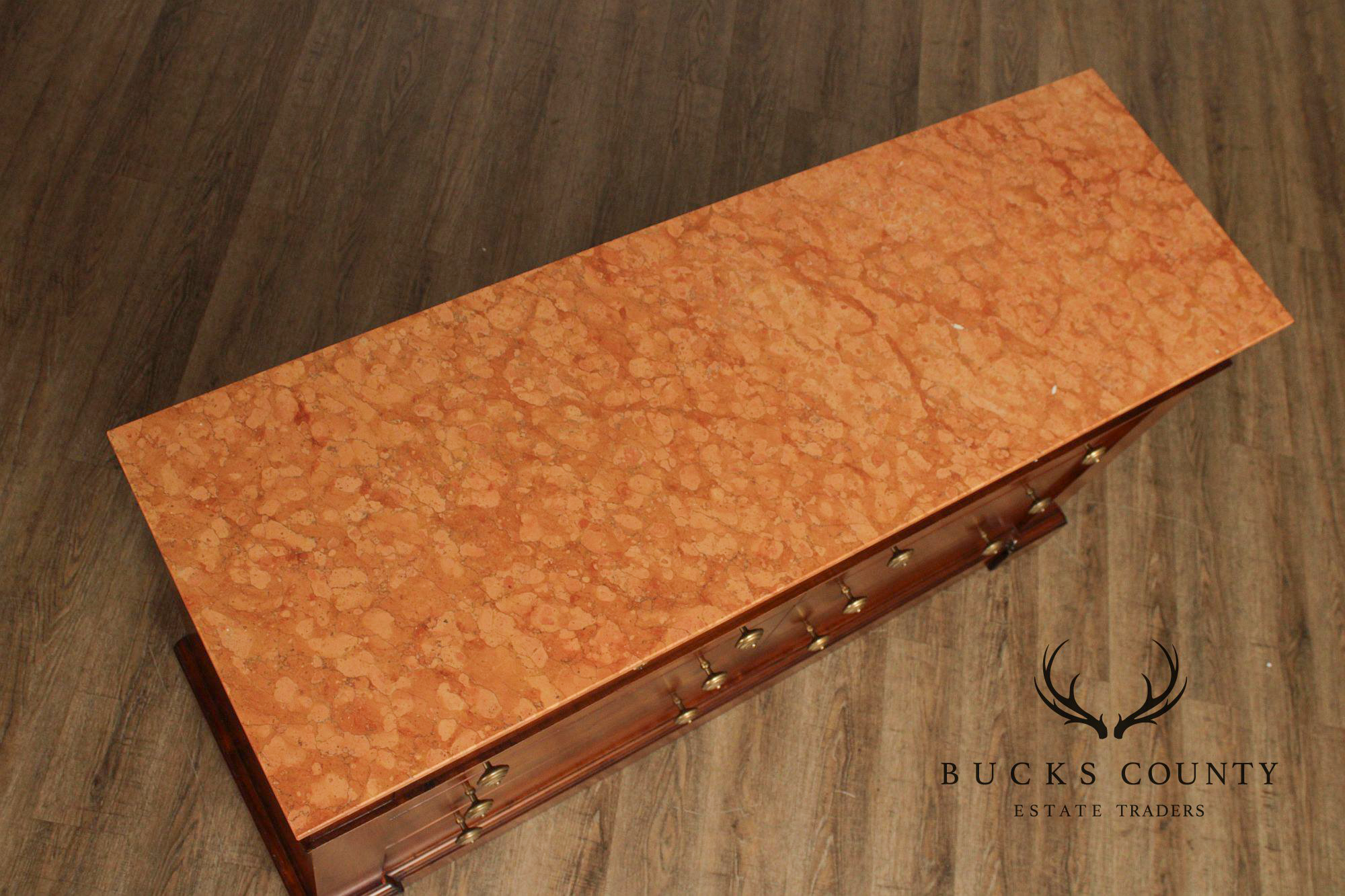 Italian Walnut Marble Top Double Dresser