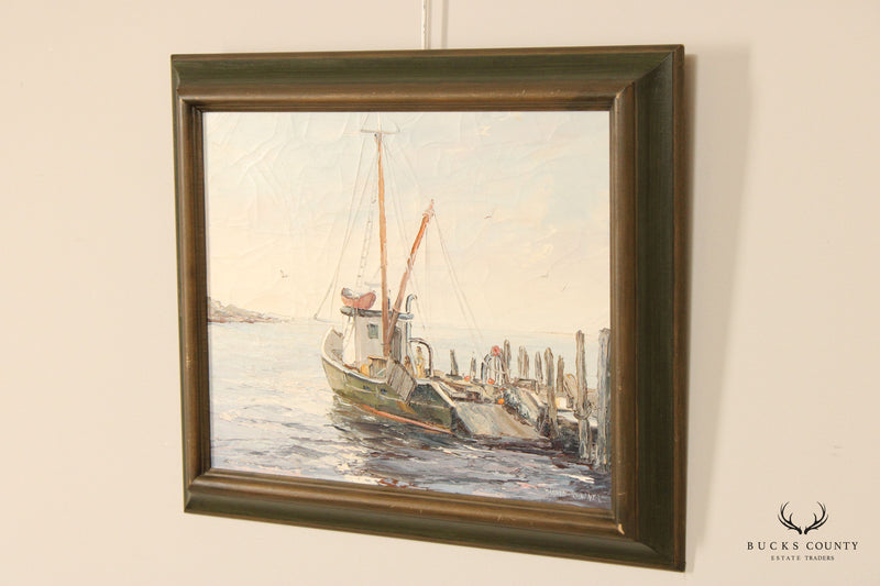 Marilyn H. Dwyer Impressionist Style Nautical Tugboat Oil Painting