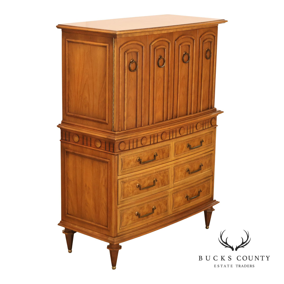 Vintage Neoclassical Style Burlwood Gentleman's Chest