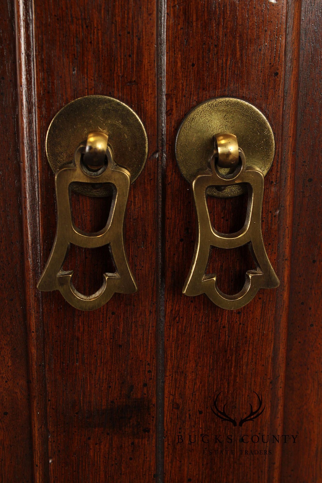 Henredon Asian Style Brass Mounted Walnut Bar Cabinet