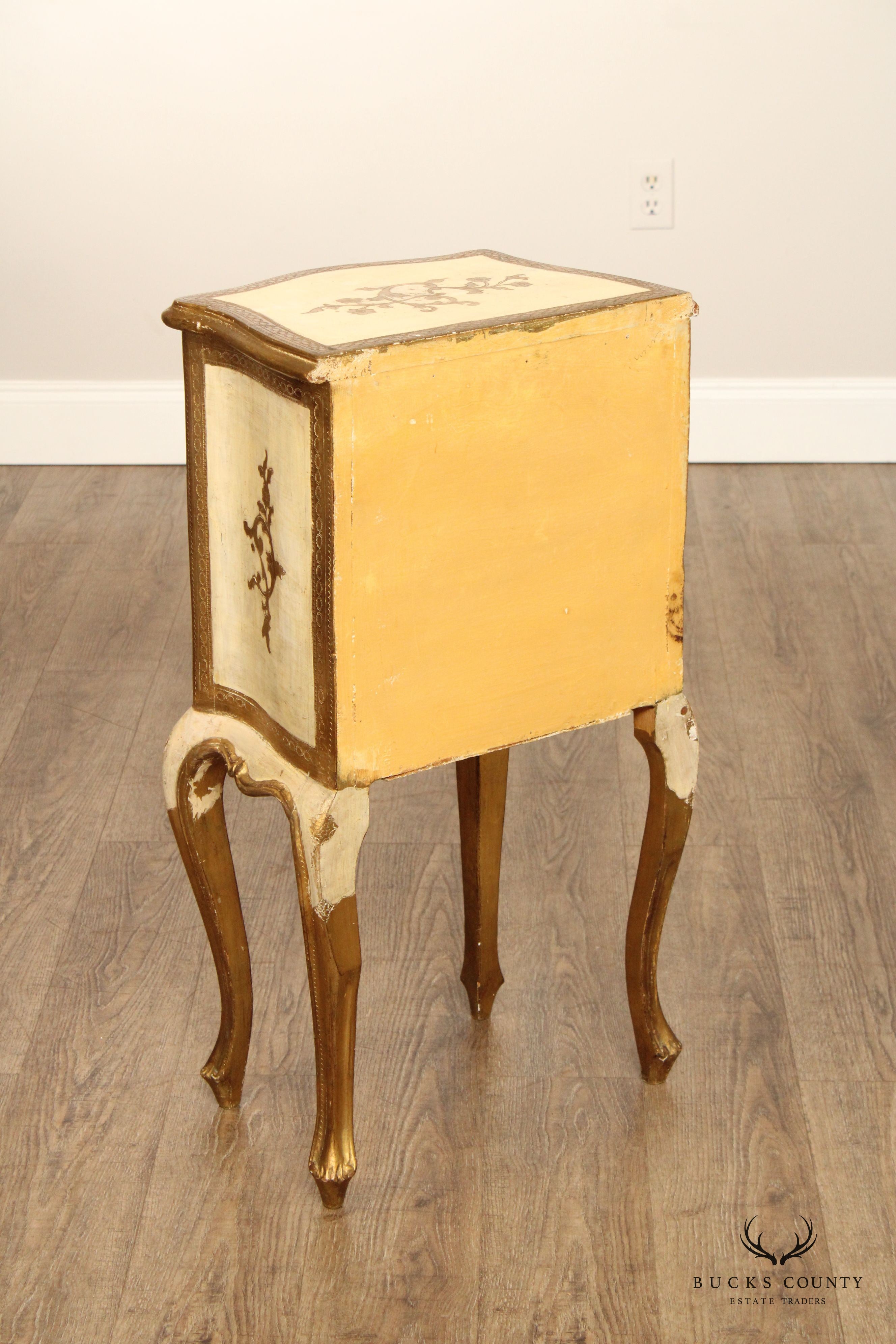 Italian Florentine Style Two-Drawer Side Table or Nightstand