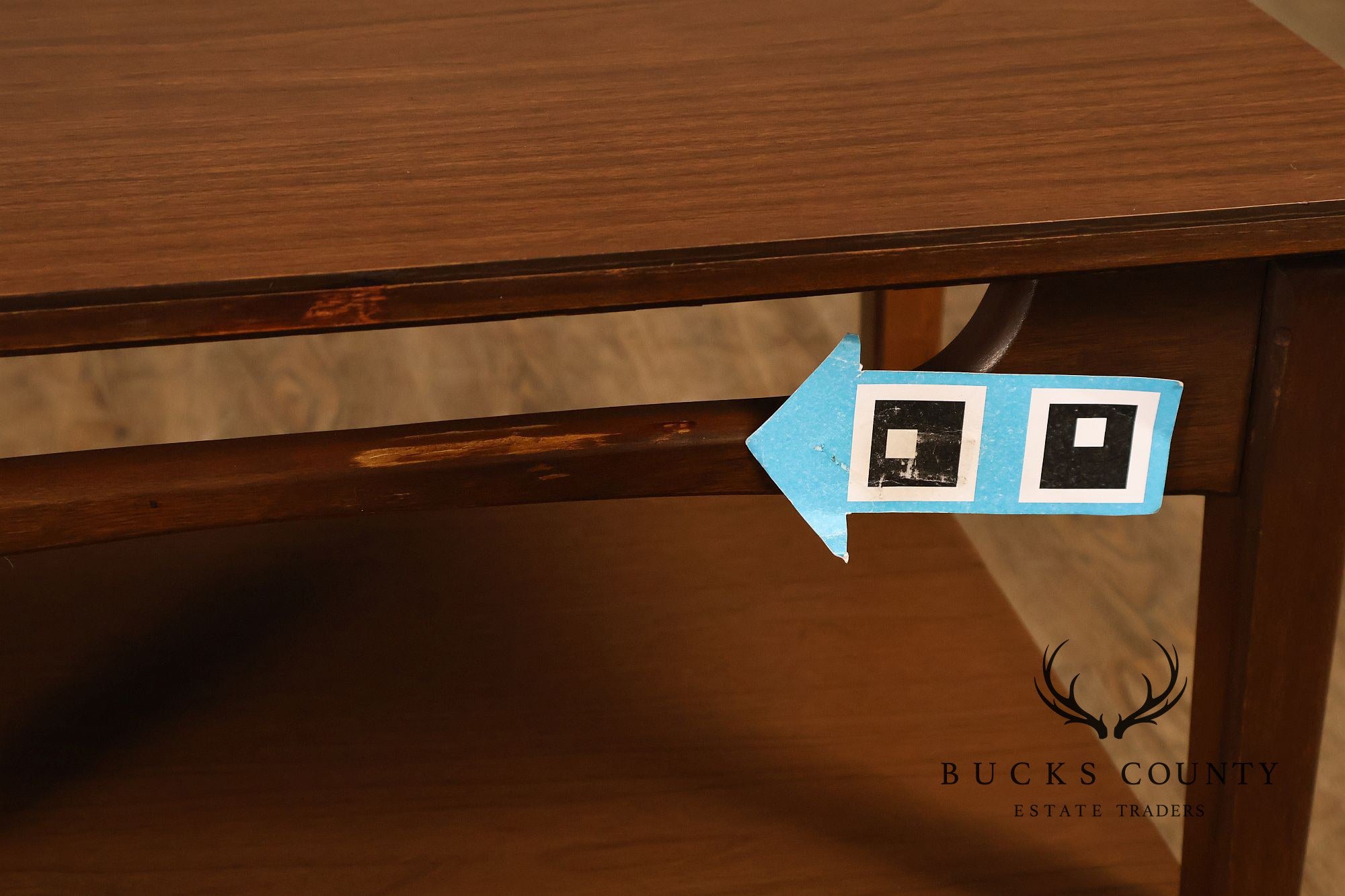 Mid-Century Modern Walnut Two-Tier End Table With Sculpted Apron Detail