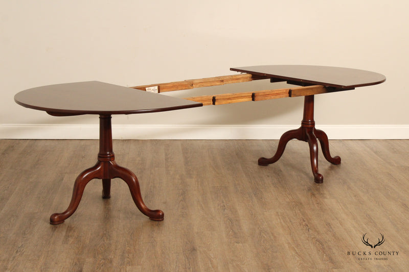Henkel Harris Georgian Style Vintage Mahogany Double Pedestal Dining Table
