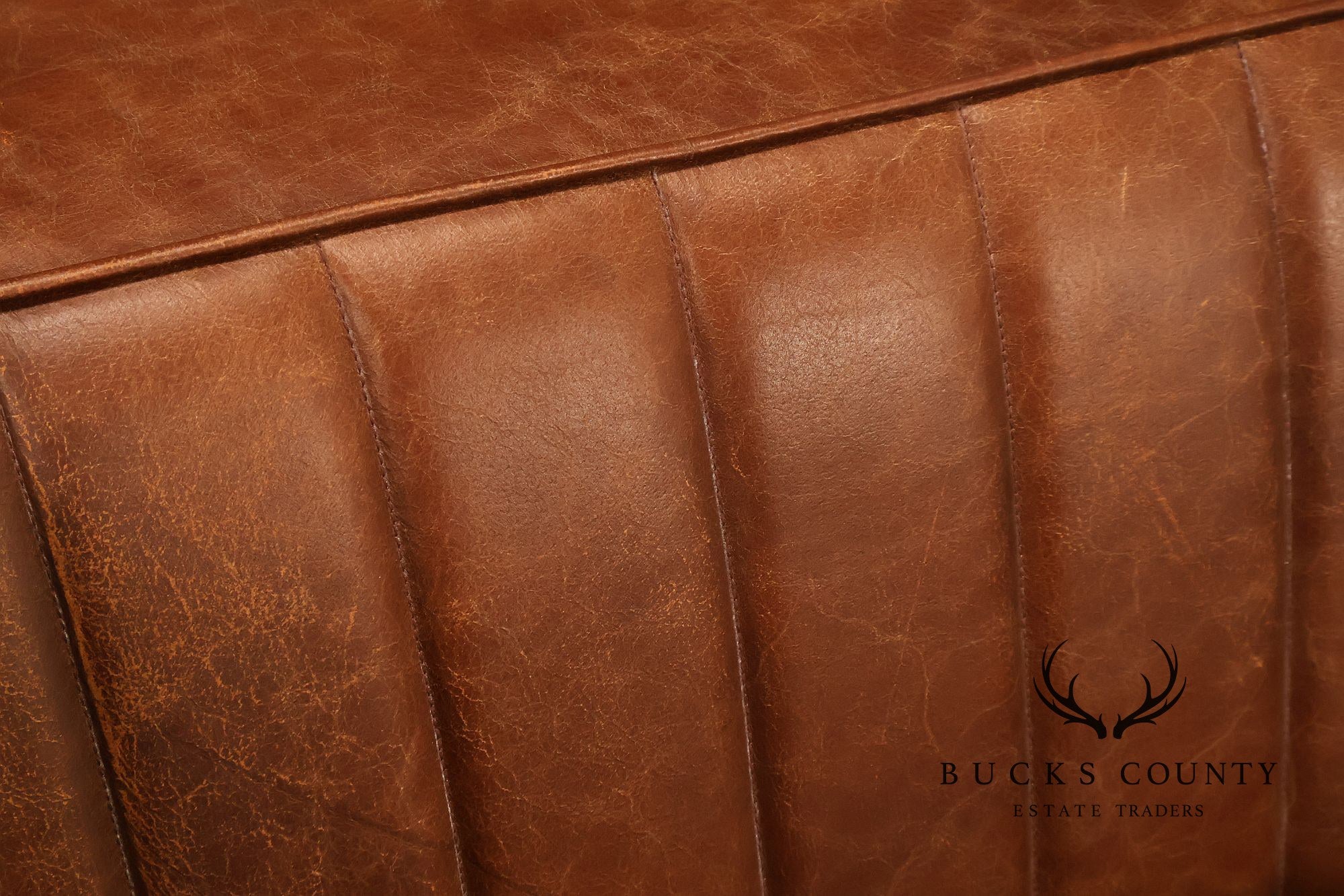 Art Deco Style Brown Leather Sofa