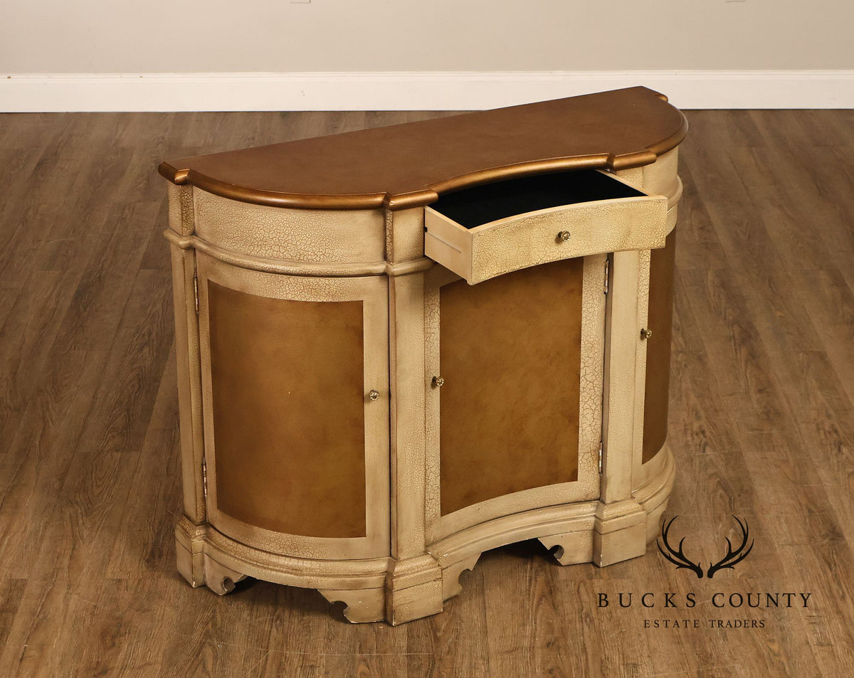 Painted Demilune Three Door Sideboard Cabinet
