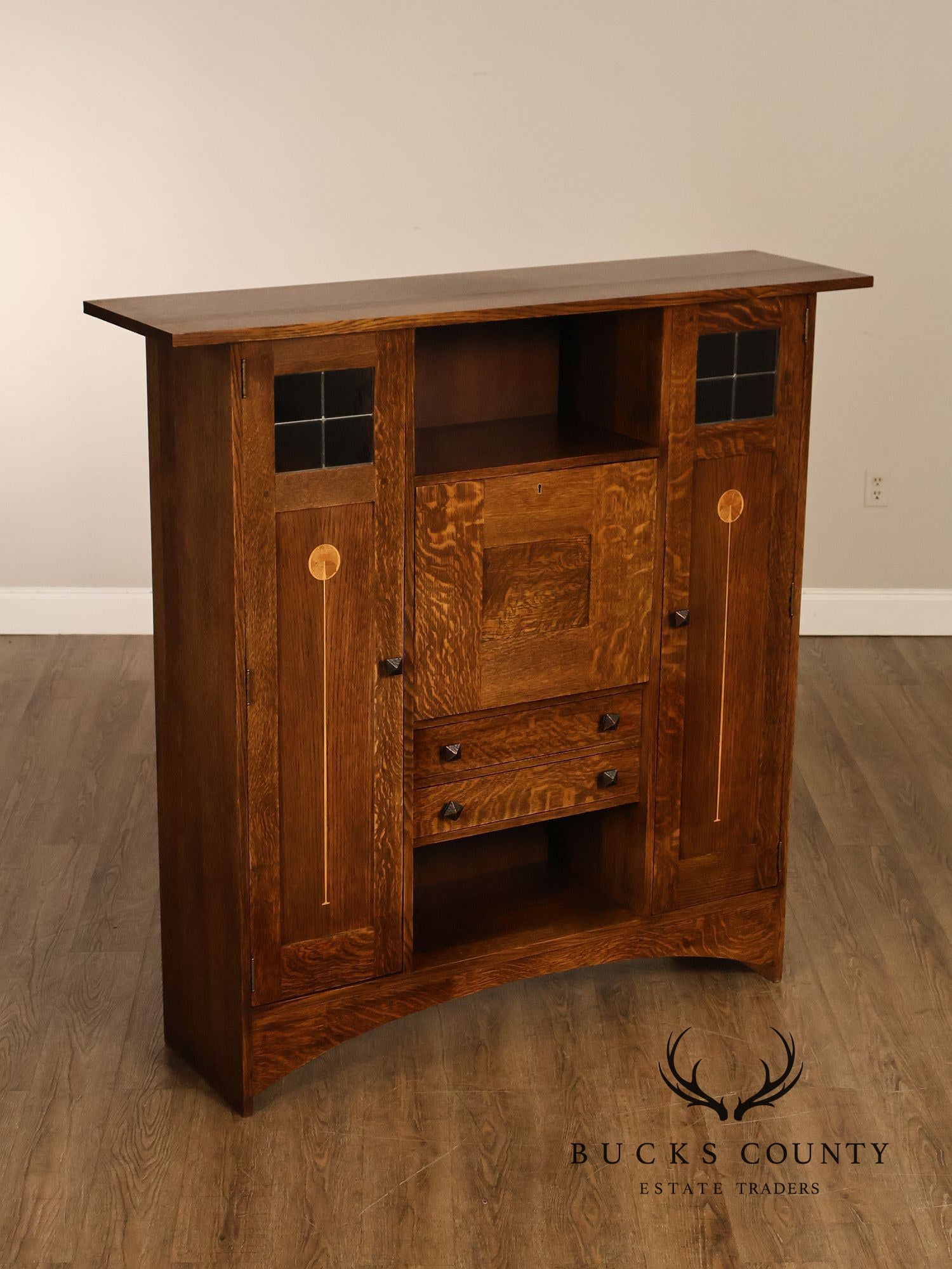 Stickley Harvey Ellis Mission Collection Oak Fall Front Secretary Bookcase