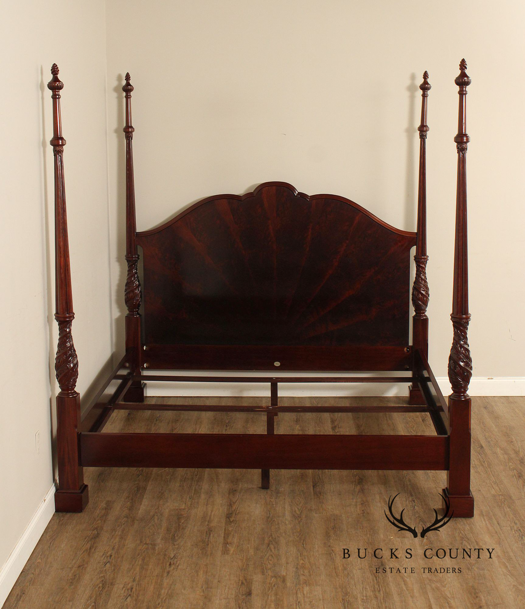 Baker Sunburst Mahogany King Size Poster Bed