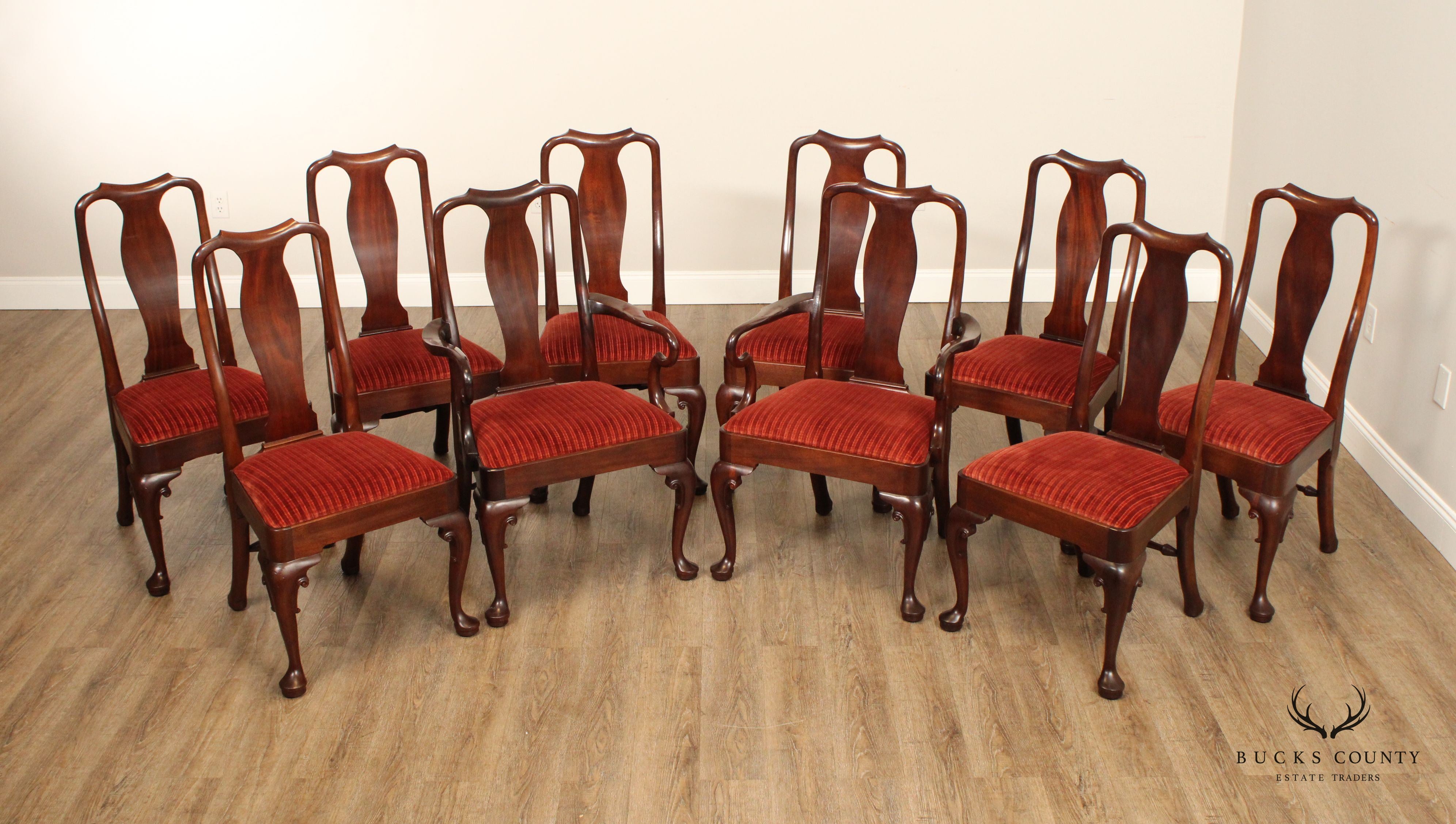 Stickley Colonial Willamsburg Set of Ten Mahogany Dining Chairs