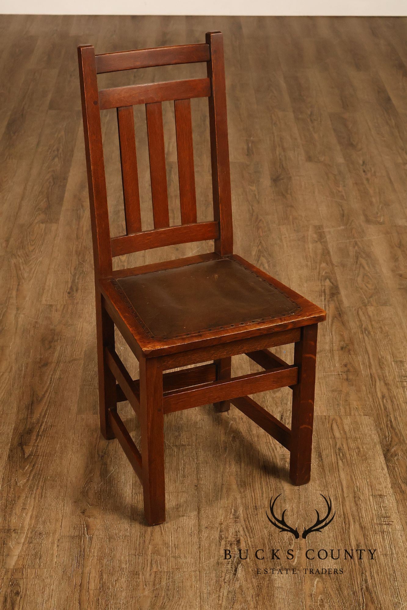 Antique Limbert Set Of 6 Arts & Crafts Oak Dining Chairs