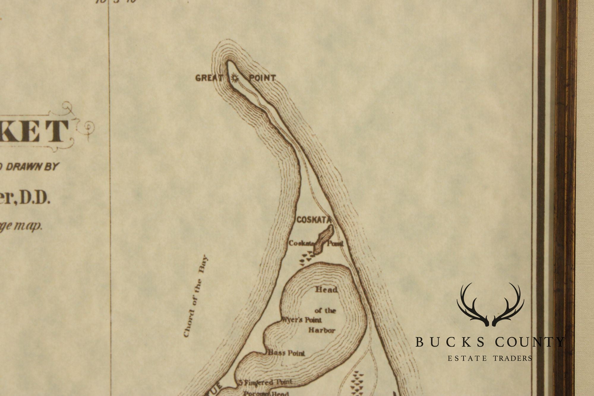 Framed Limited Edition 1874 Map of Nantucket