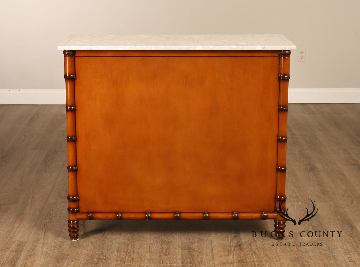 Williams Sonoma Marble Top Faux Bamboo Chest of Drawers