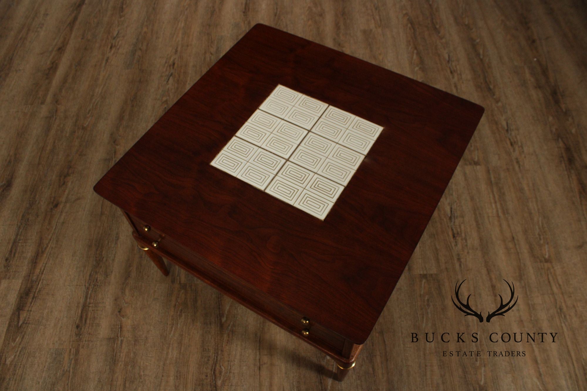 Lane Mid Century Modern Tile Top Walnut Coffee Table