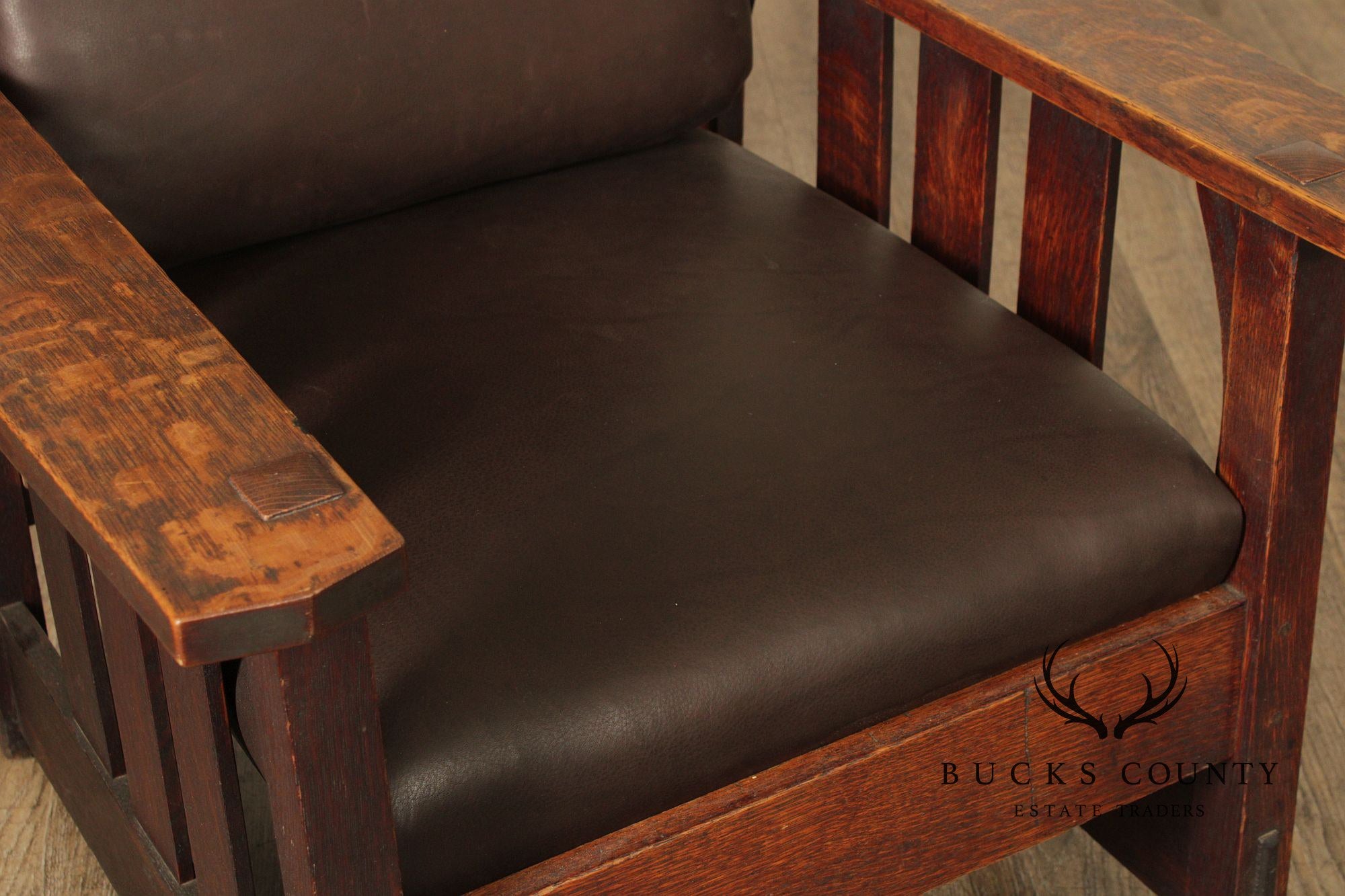 Gustav Stickley Mission Oak and Leather Morris Chair