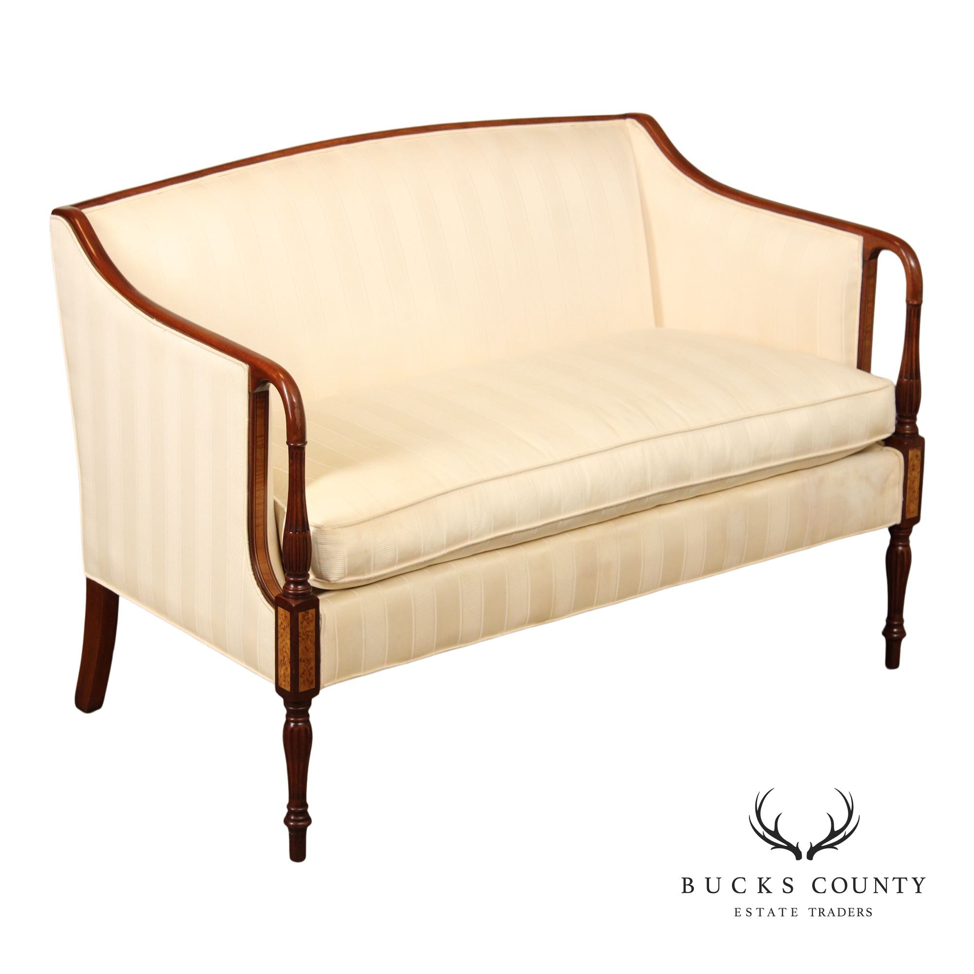 Sheraton Style Mahogany Frame Upholstered Sofa